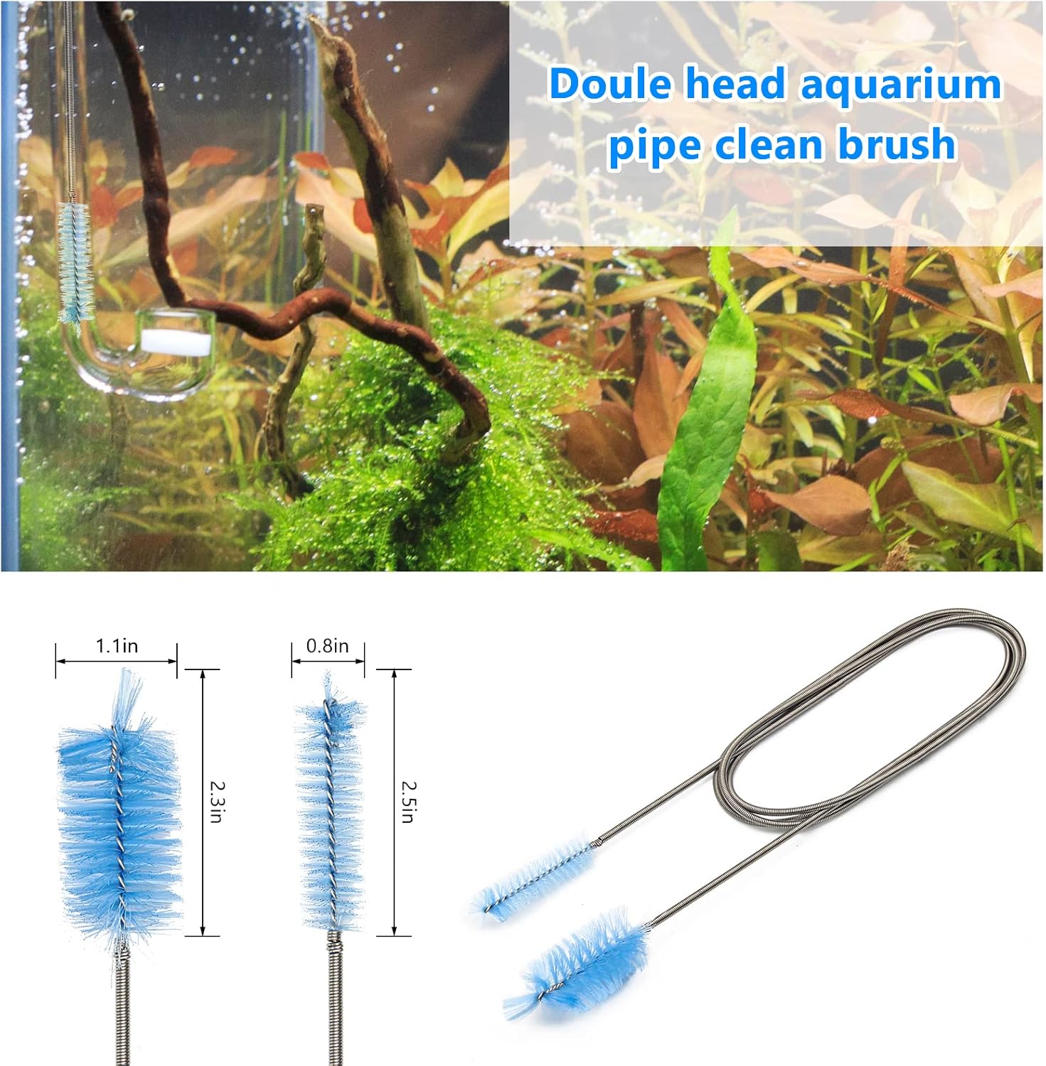 Liveek stainless steel aquarium aquascaping tools kit with 8-in-1 long-handled tools for planting and maintenance in fish tanks.