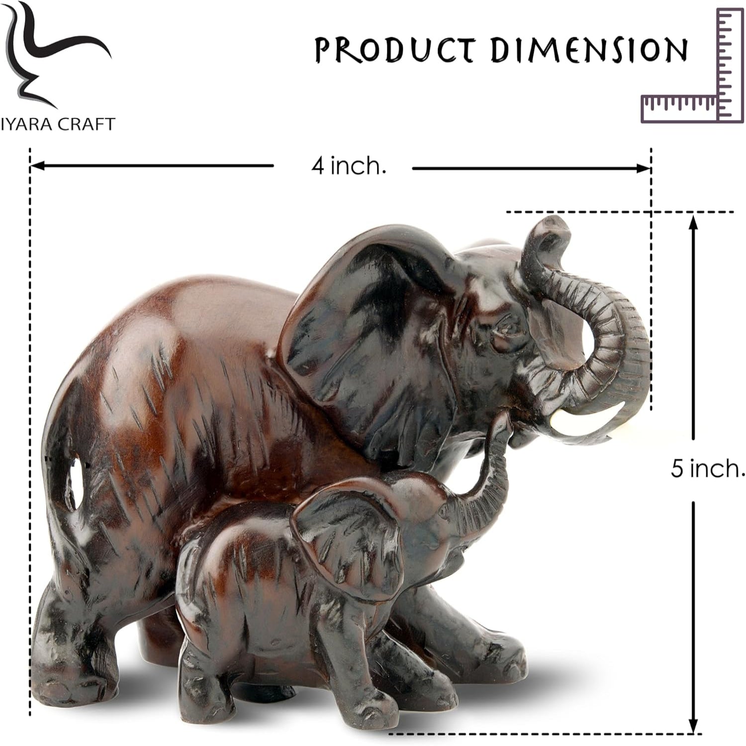 IYARA CRAFT resin elephant statue featuring a wildlife family design, perfect for decorative home or garden decor.