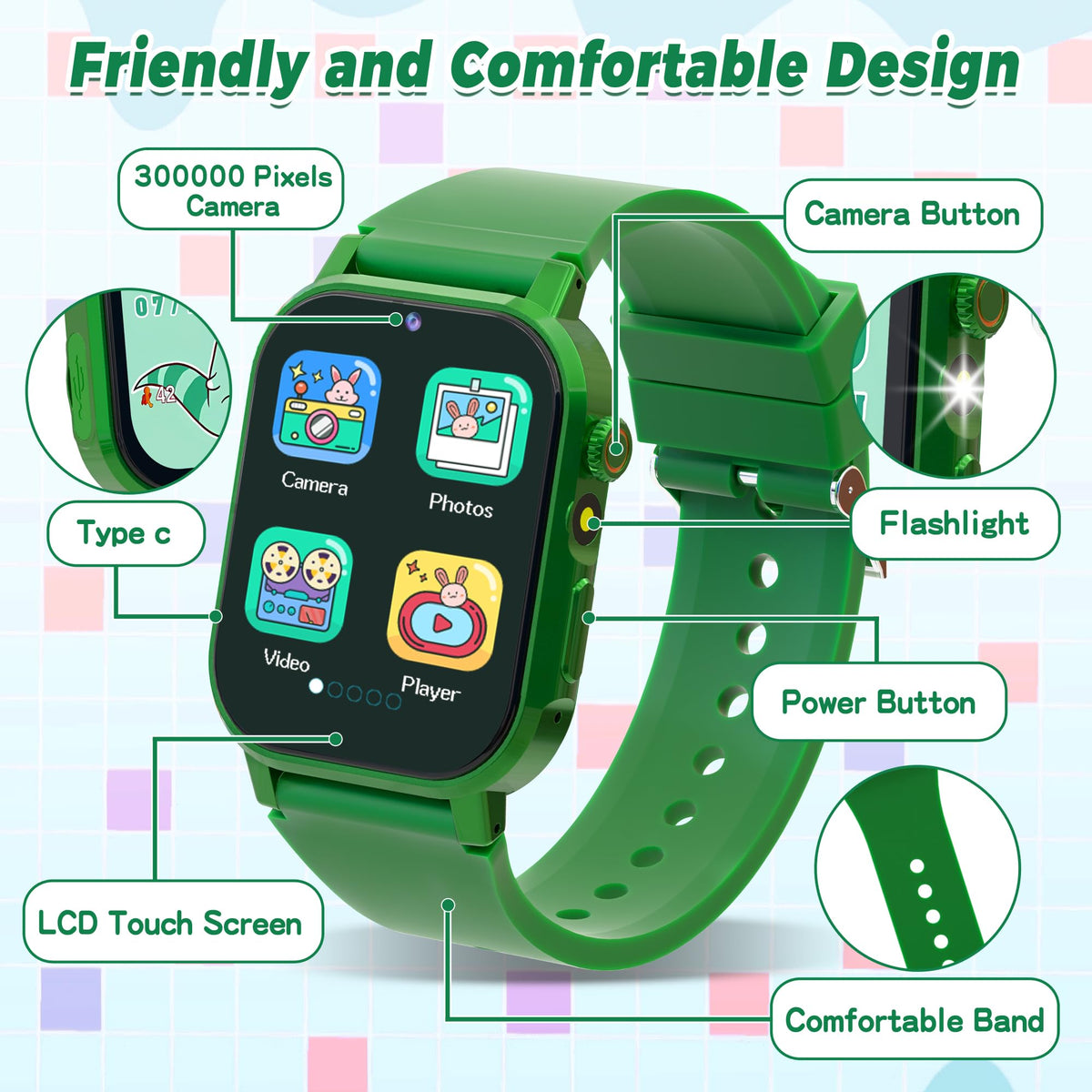 Phyulls Kids Smart Watch with 32 Puzzle Games Video HD - Phyulls Official Imagery - 8