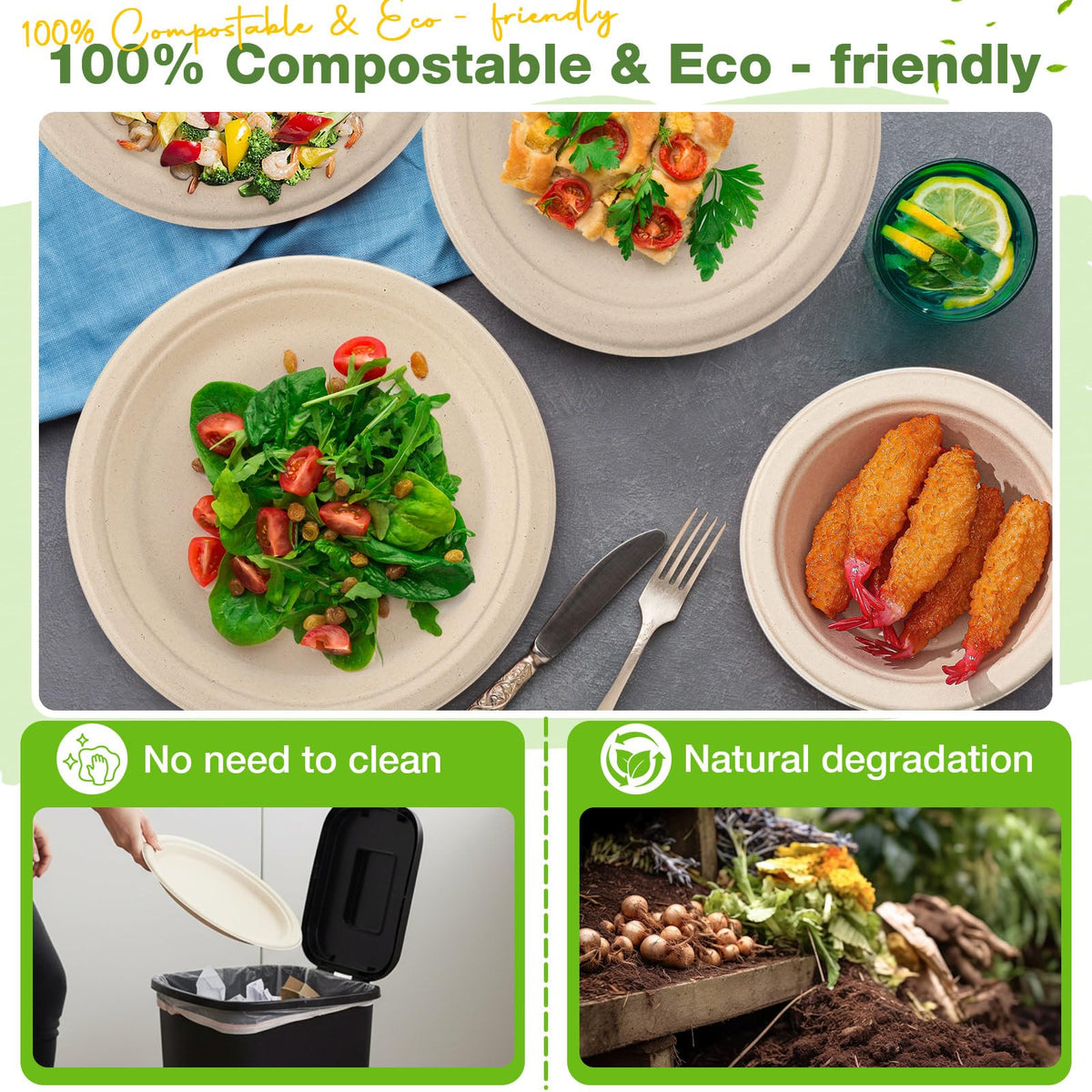 Havawish 150 Pcs Compostable Paper Plates and Bowls Set 7 - Havawish Official Imagery - 7
