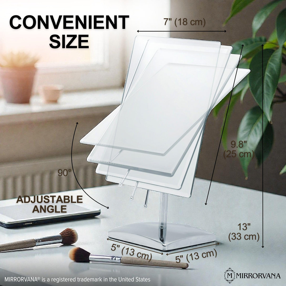 Large Table Desk Mirror with Stand 9 8 x 7 - MIRRORVANA Official Imagery - 3