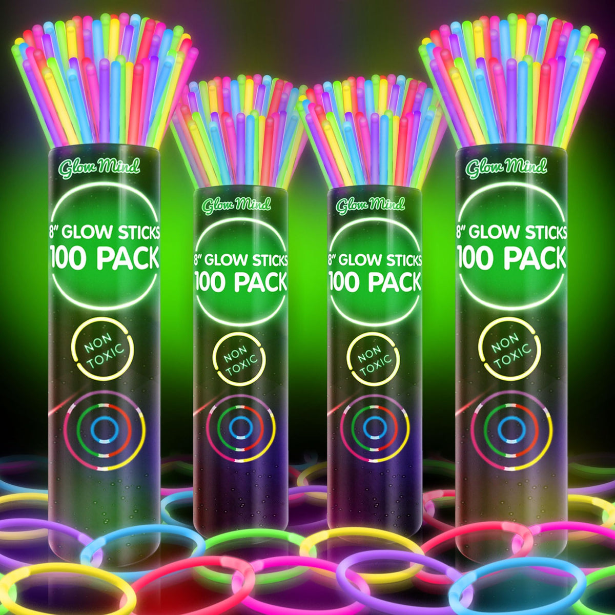 400 Glow Sticks Bulk Party Pack 8 Halloween Glow Bracelets - Glow Mind Official Imagery - 1