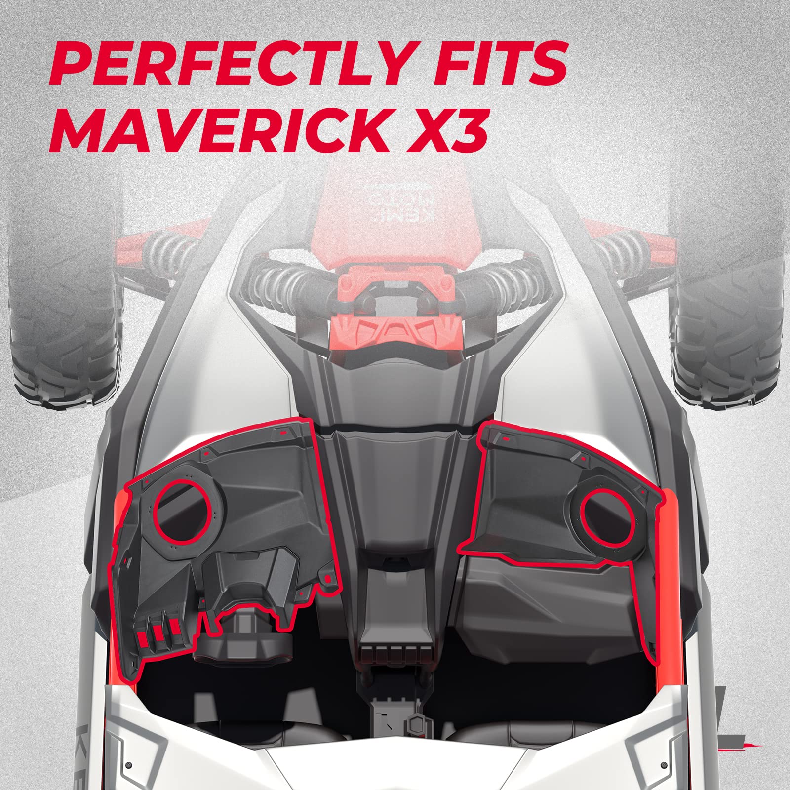 KEMIMOTO X3 Front Dash Speaker Pods Compatible with Can Am Maveri by KEMIMOTO - Angle View 3
