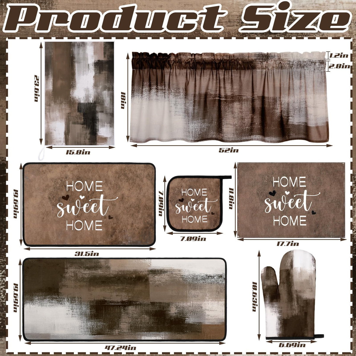 16 Pcs Abstract Art Kitchen Decor Set 4 Brown Kitchen Towels - Fourluoo Official Imagery - 4