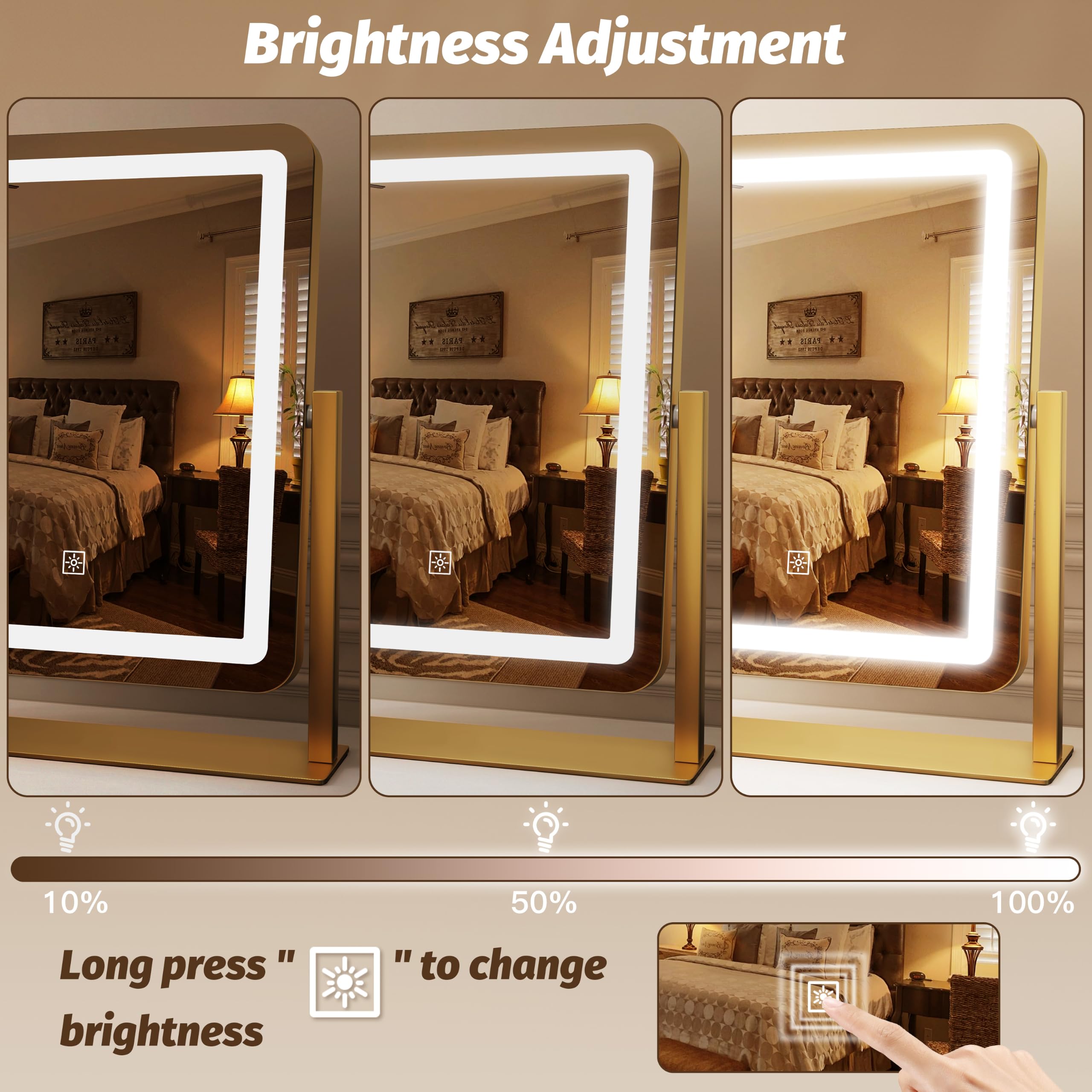CraftCraze 15"x13"Vanity Mirror| Makeup Mirror with Lights, 3 Col - CraftCraze Official Product View 4
