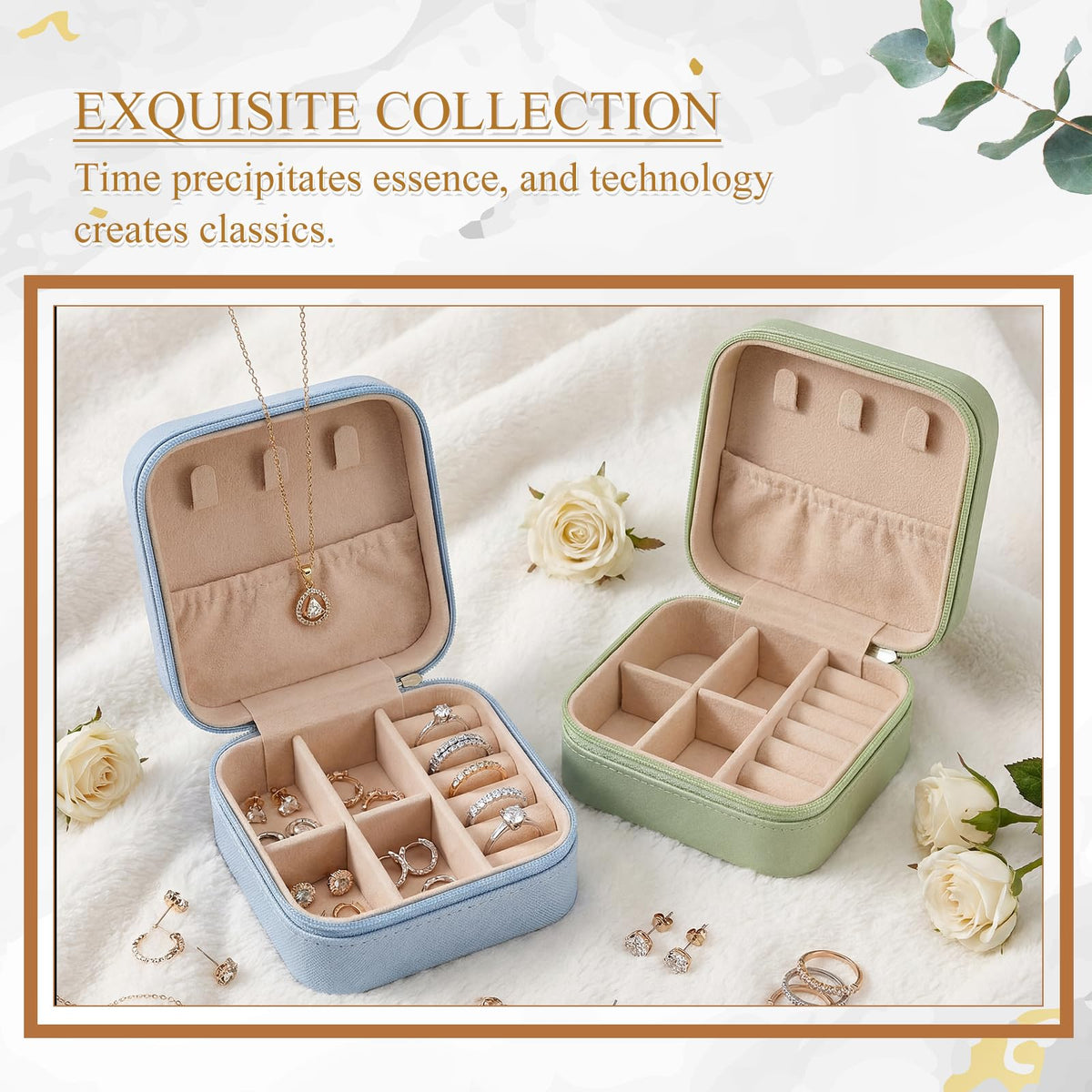 6 Pcs Small Jewelry Box Portable Travel Case PU Leather - Juinte Official Imagery - 6