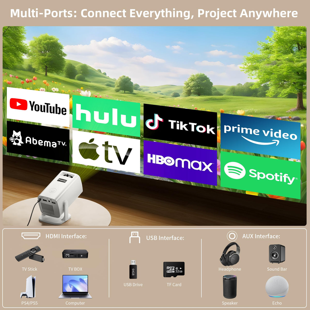 Mini Projector 4K Support Portable Projector Full HD 1080P - Sainyer Official Imagery - 4