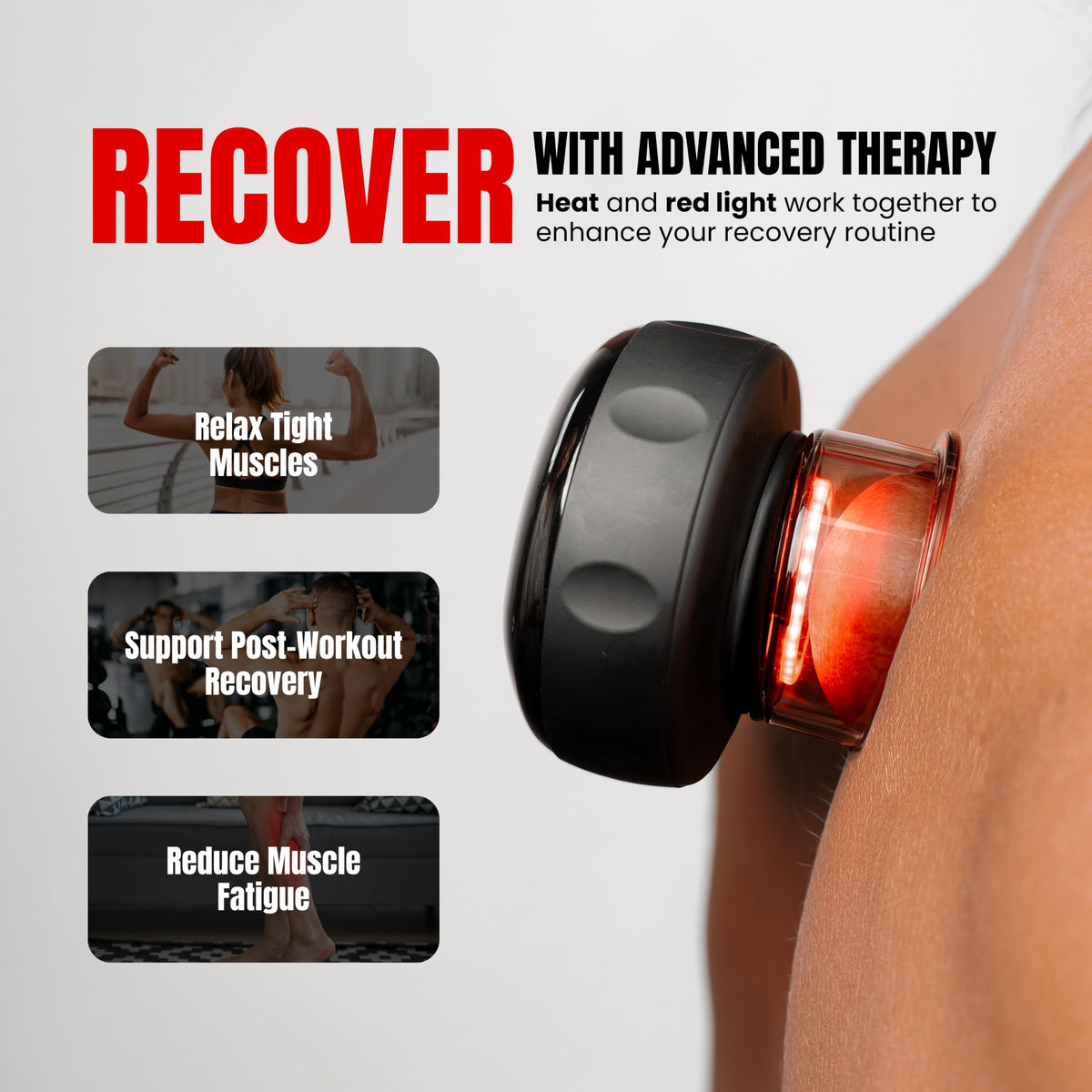 Smart Cupping Therapy Massager with Red Light Heat 12 Levels - AROWELL Official Imagery - 4