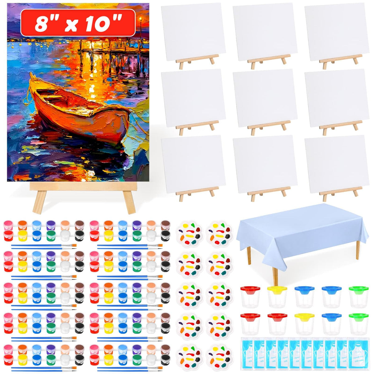 Evatage 10 Pack Sip and Paint Kit for Adults 8x10 Inch - Evatage Official Imagery - 8
