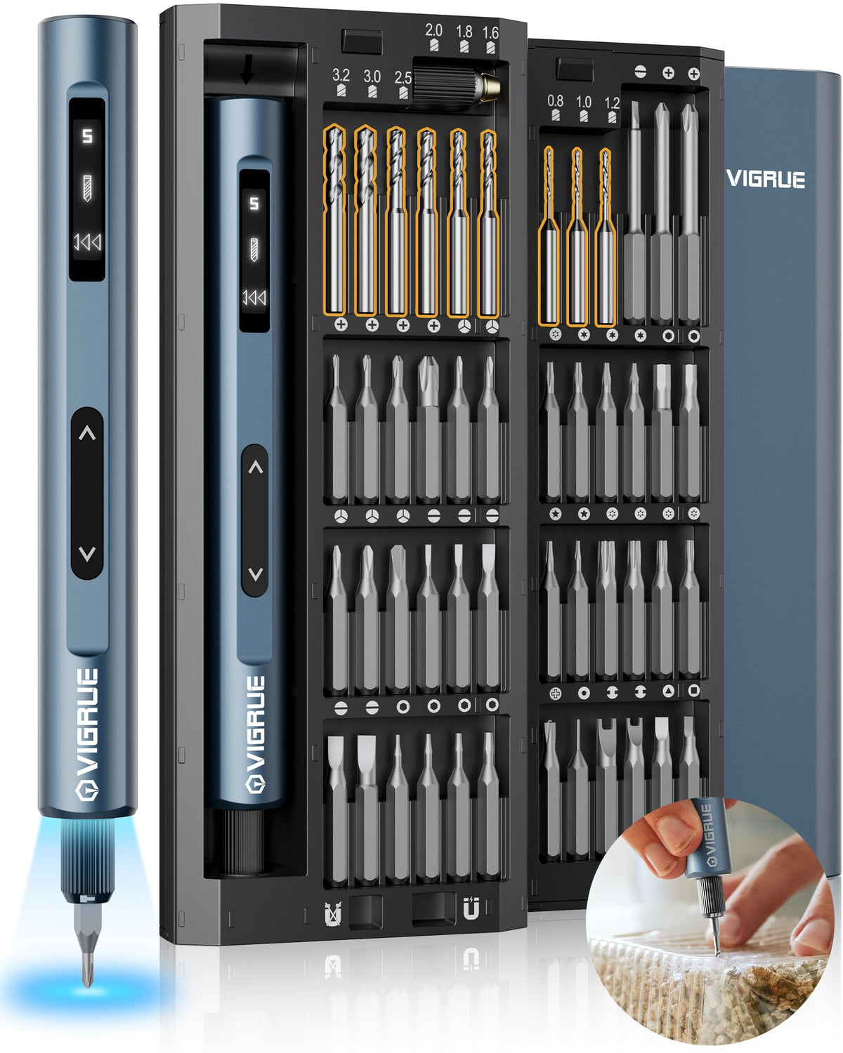 VIGRUE Mini Electric Screwdriver Set 400RPM Electric - VIGRUE Official Imagery - 1