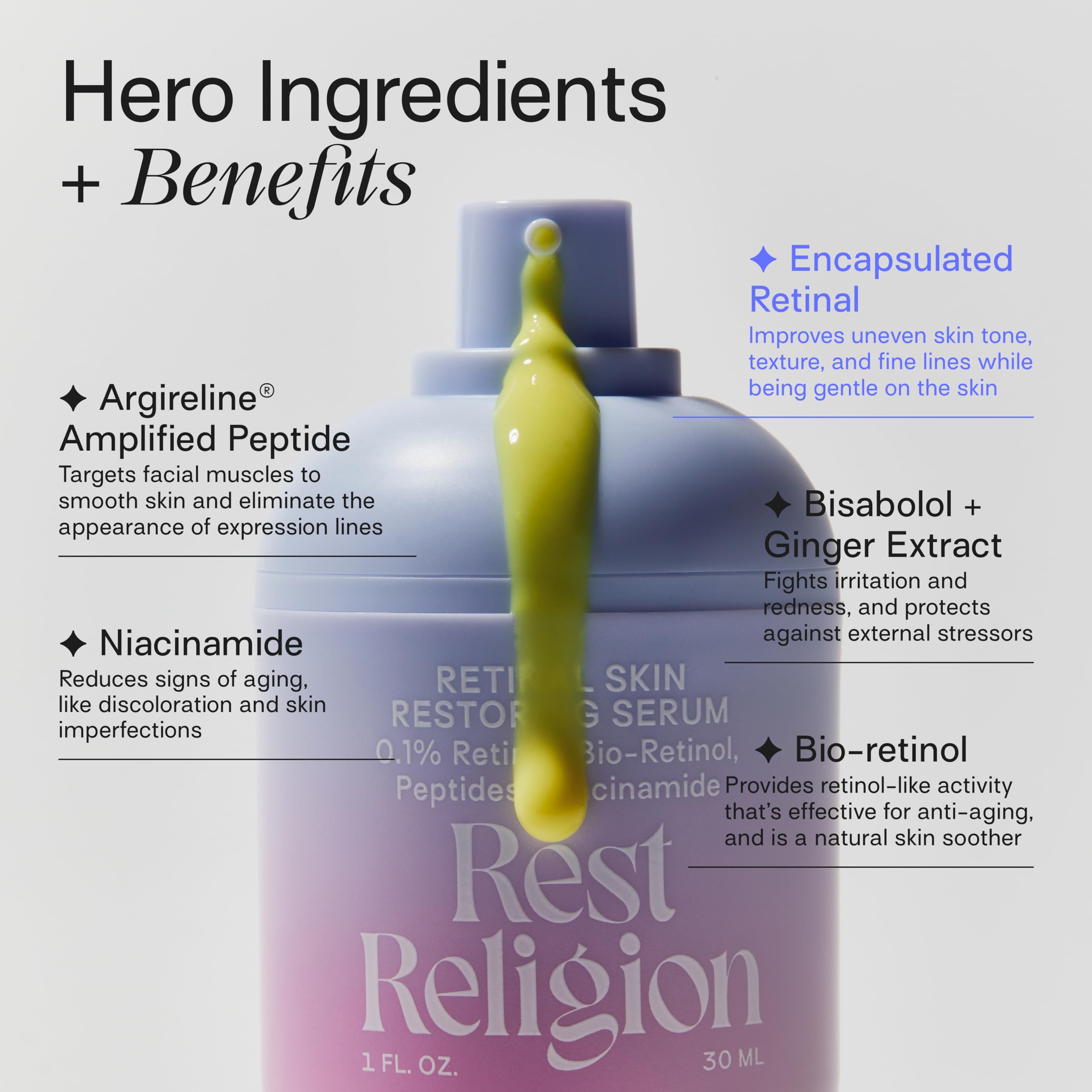 Rest Religion Retinal Skin Restoring Serum with 0.1% Retinal, Bio Retinol, - Rest Religion Official Product View 4
