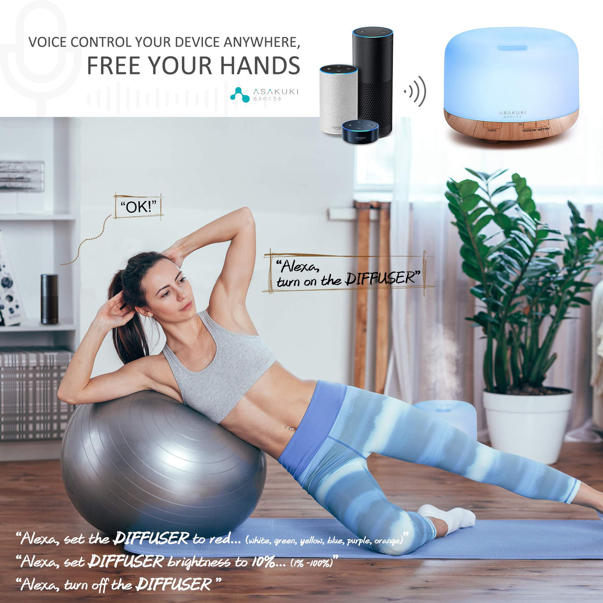 ASAKUKI Smart Wi Fi Essential Oil Diffuser 500ml App Control - ASAKUKI Official Imagery - 5