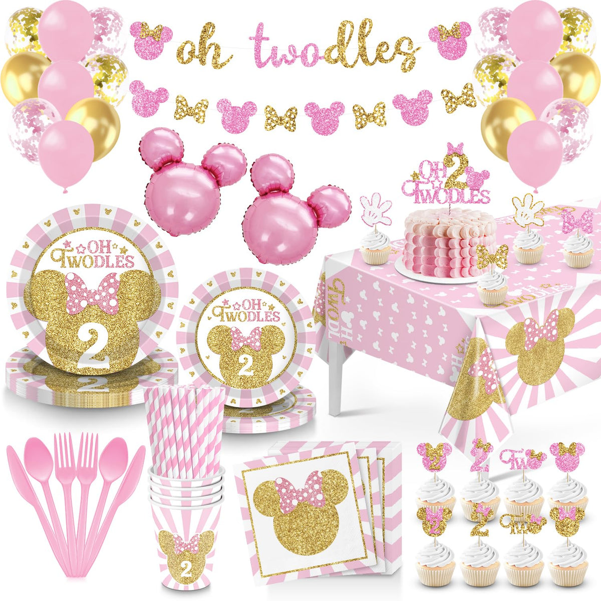 Oh Twodles Birthday Party Supplies Girl 2nd Birthday - XSOOH Official Imagery - 1