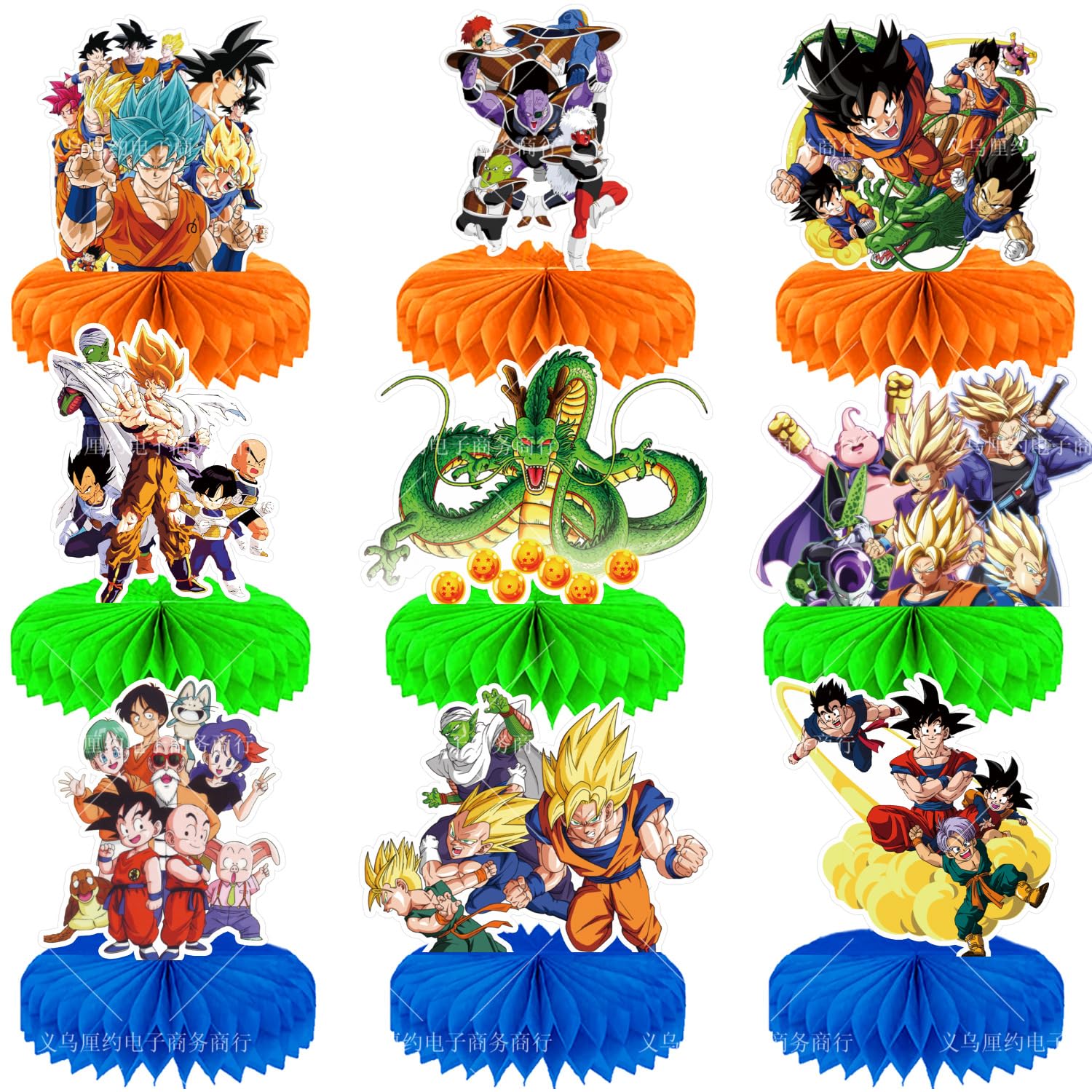 Dragon Birthday Party Supplies , 9Pcs Honeycomb Centerpieces for - Product Imagery