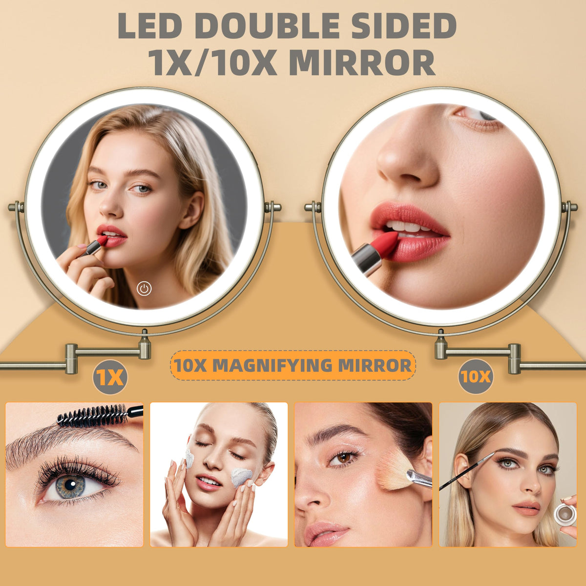 8 5 Wall Mounted Makeup Mirror with Light 2000mAh - Batuso Official Imagery - 5