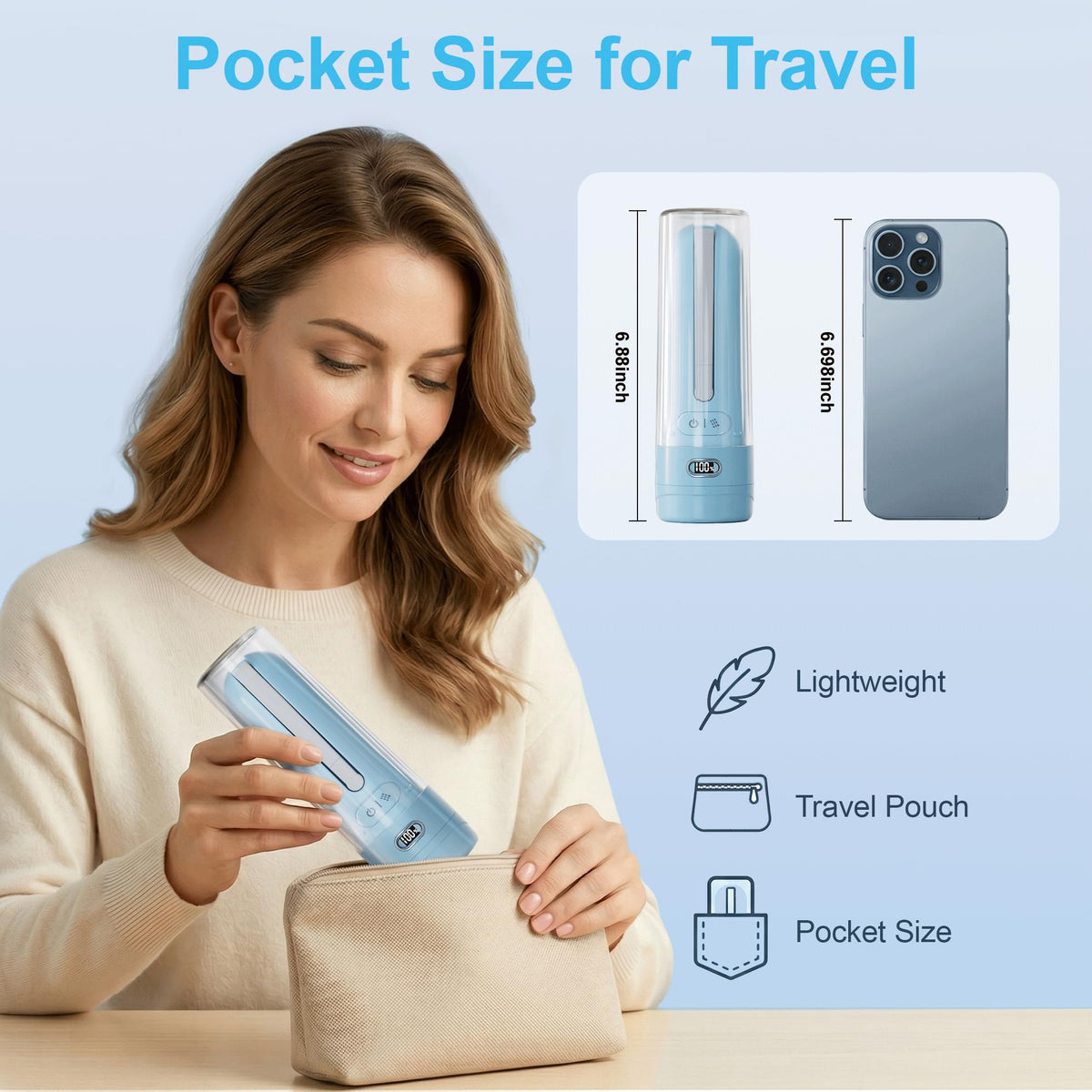 Electric Portable Bidet for Travel Outdoor Camping Sky Blue - WeWi HLTH Official Imagery - 5