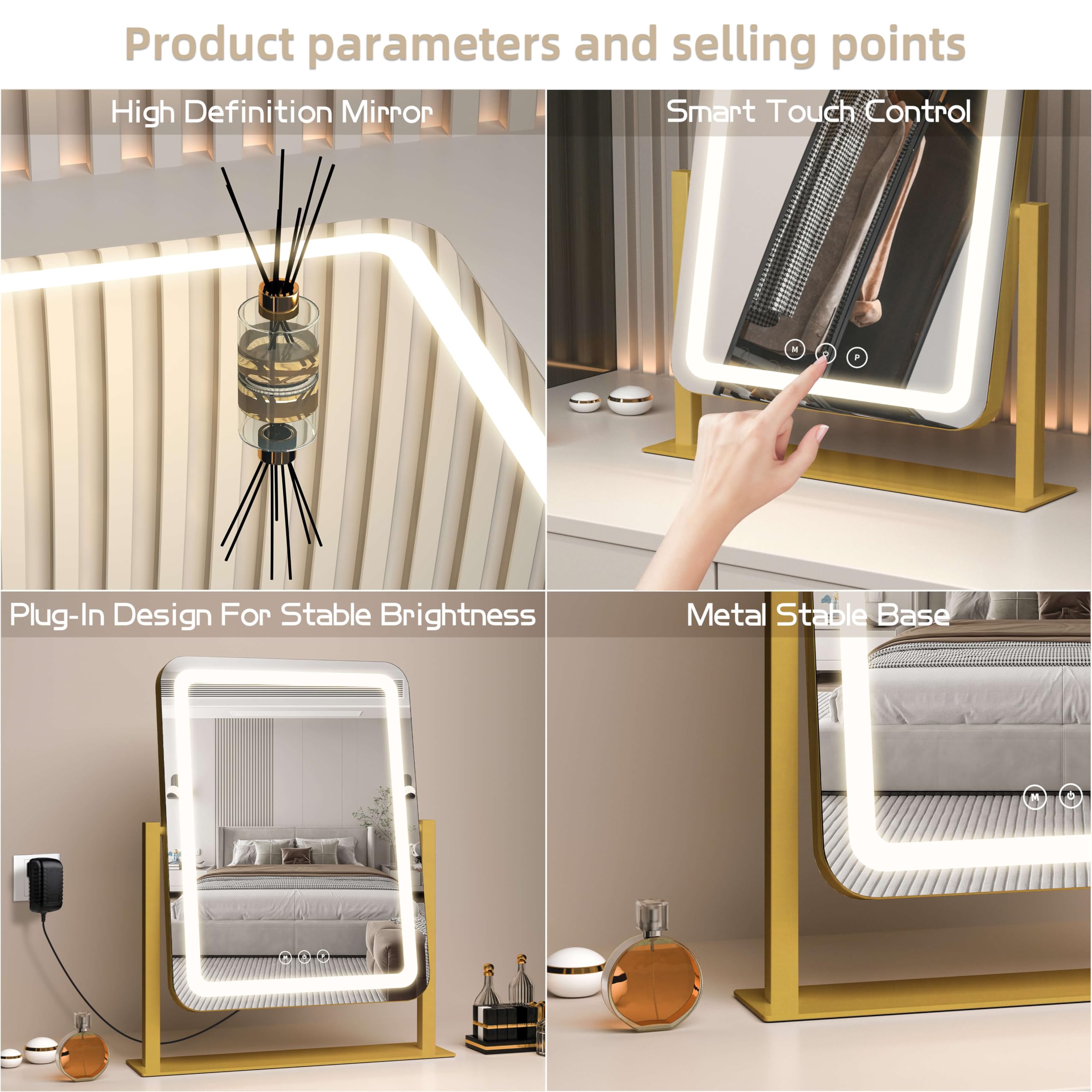 Shinerva 13.1"×16.7" Vanity Mirror with Lights, LED Makeup Mirror - Shinerva Official Product View 7