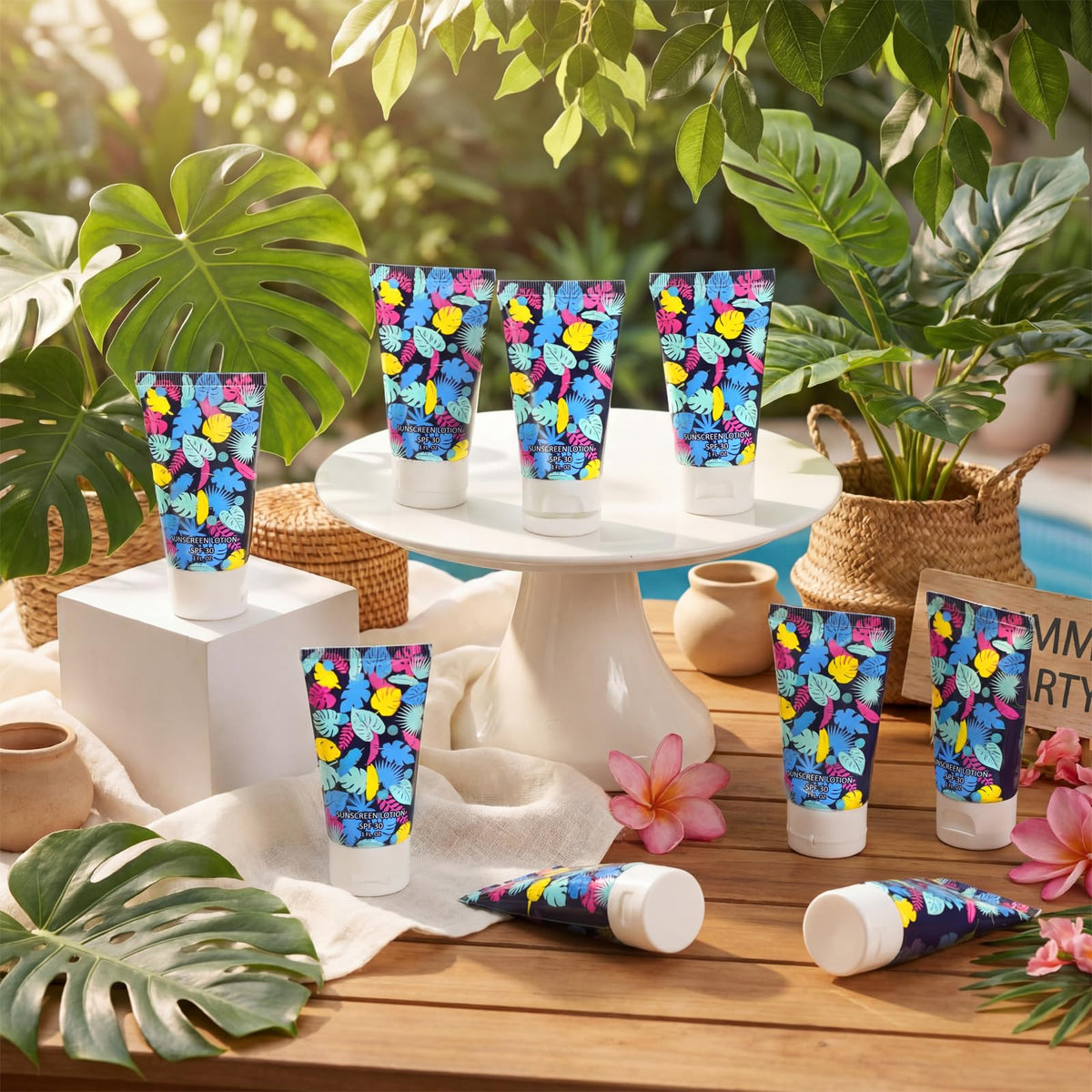 Loopeer 30 Pcs Mini Sunscreen Bulk Tropical Mini Sunscreen - Loopeer Official Imagery - 5