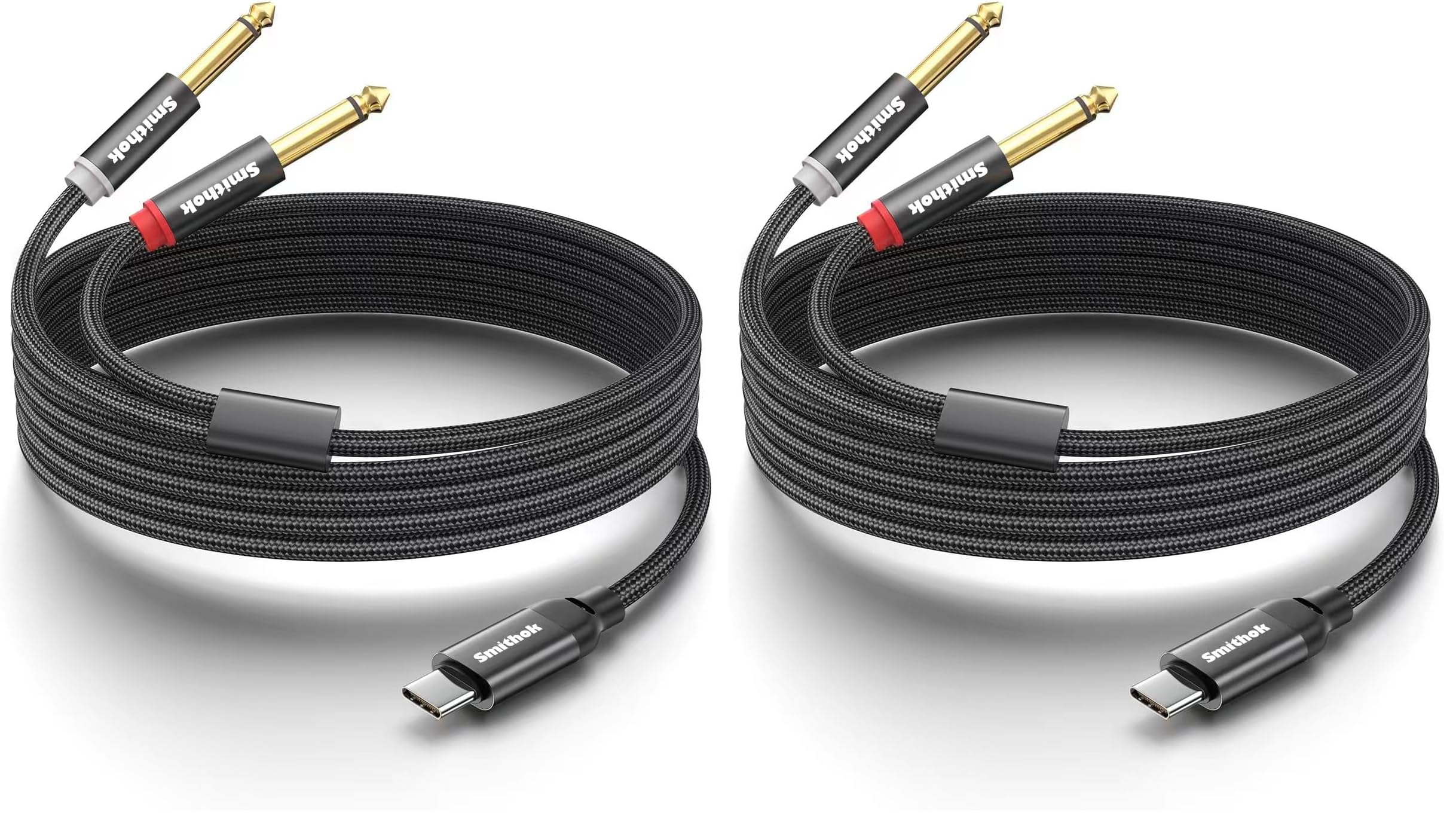 Smithok USB C to Dual 6.35mm 1/4 inch Stereo Splitter Y Cable, US by Smithok - Angle View 10