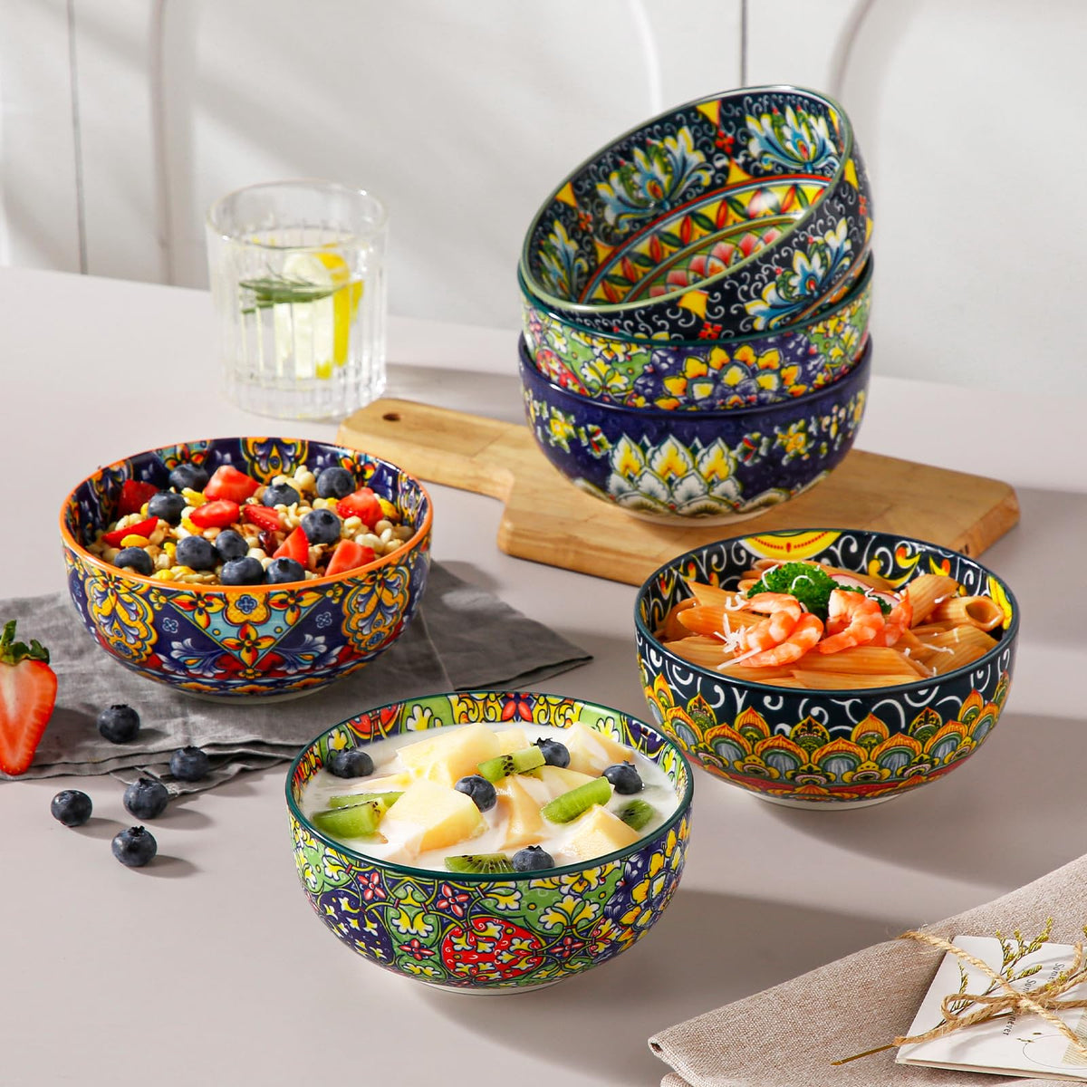 vancasso SIMI 28 oz Cereal Bowls Set of 6 Bohemian Ceramic - vancasso Official Imagery - 6