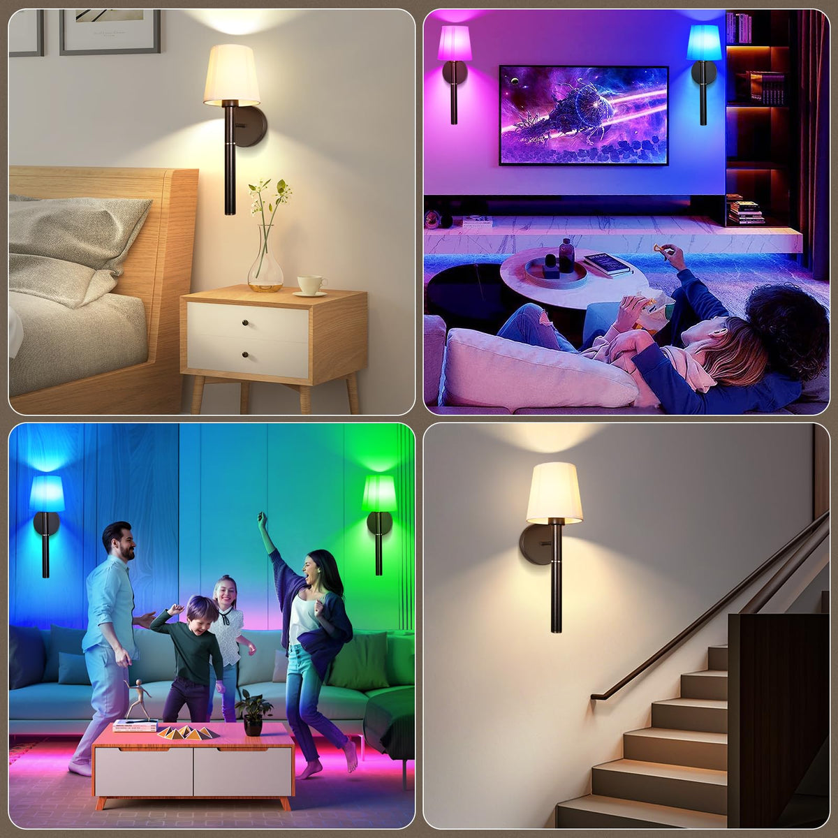 Battery Operated Wall Sconce Set of 2 5200mAh RGB Wireless - Bawoo Official Imagery - 8
