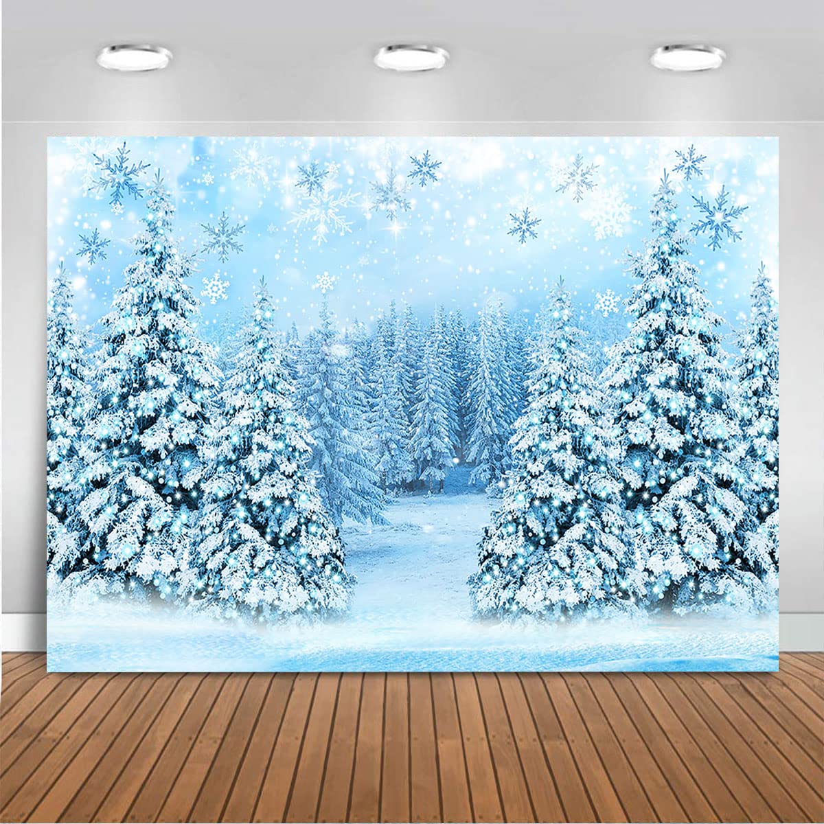 Mocsicka Winter Wonderland Backdrop 7x5ft Blue Christmas