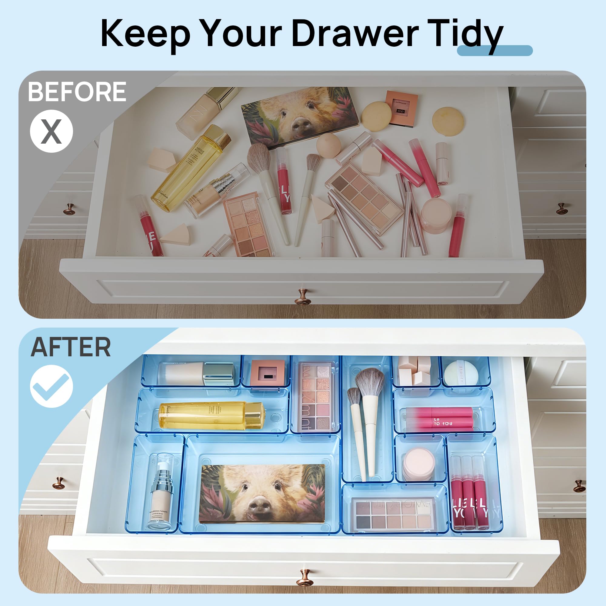 Vtopmart 25 Pack Plastic Drawer Organizers with Non-slip Rubber Pads - Vtopmart Official Product View 3