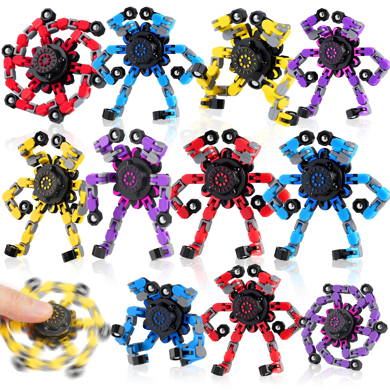 FGYLYOX 12PCS Transformable Fidget Spinners for Kids Adults,Deformable Chain DIY - FGYLYOX Official Product View 1