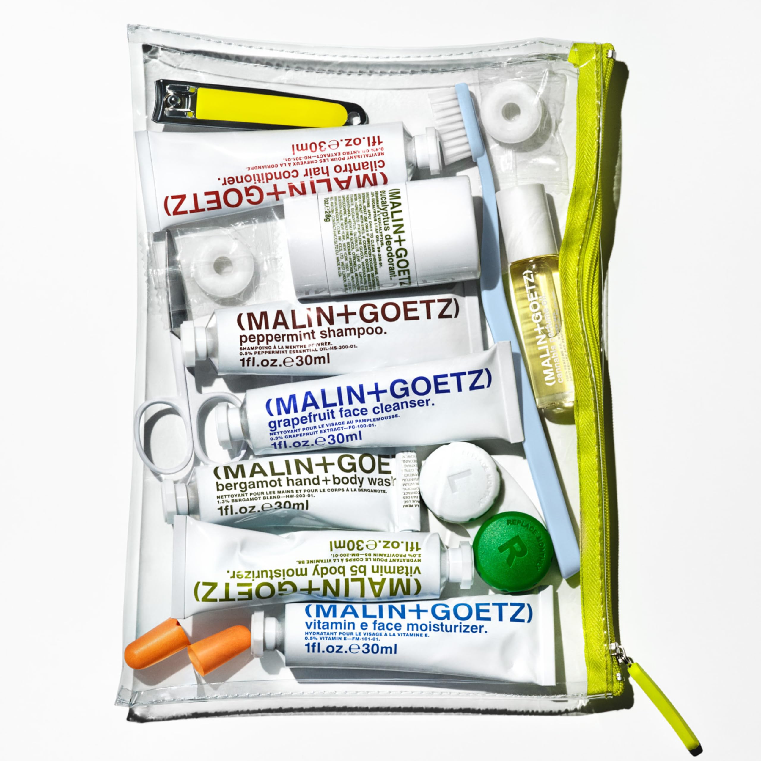 MALIN+GOETZ Best-Sellers Travel Kit | Six Everyday Essentials for Face, Body + Hair | Grapefruit Face Cleanser, Vitamin E Face Moisturizer, Peppermint Shampoo + More | Vegan, Travel-Friendly(6 x 1 oz) - Elefair Tech Official Product View 4