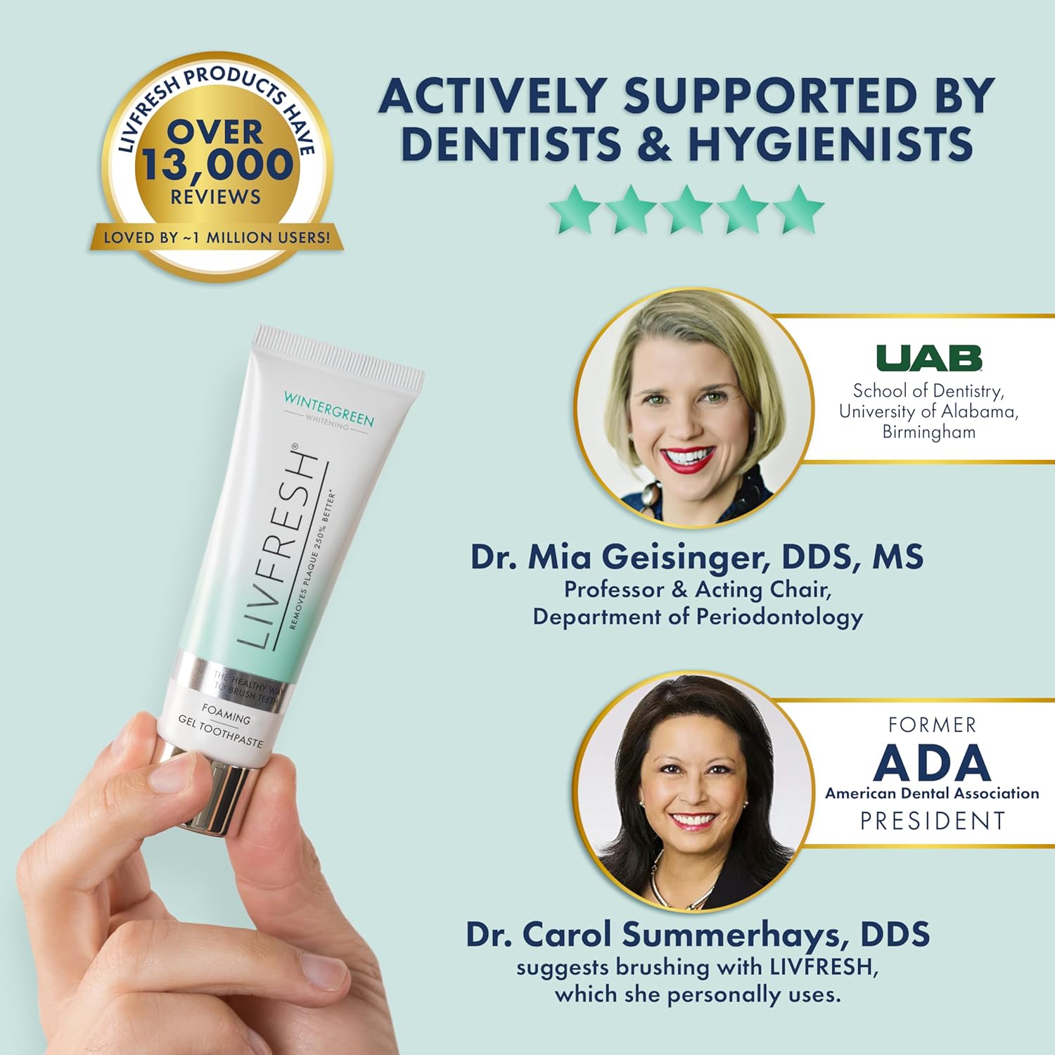 LIVFRESH Toothpaste Gel in 81g tube, showing packaging with fresh mint flavor and clinical plaque removal benefits.