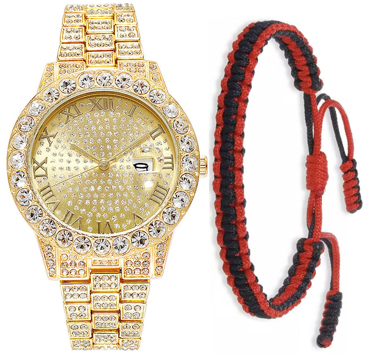 Unisex Crystal Rhinestone Watch Roman Numerals Big Dial Hip - SENRUD Official Imagery - 8