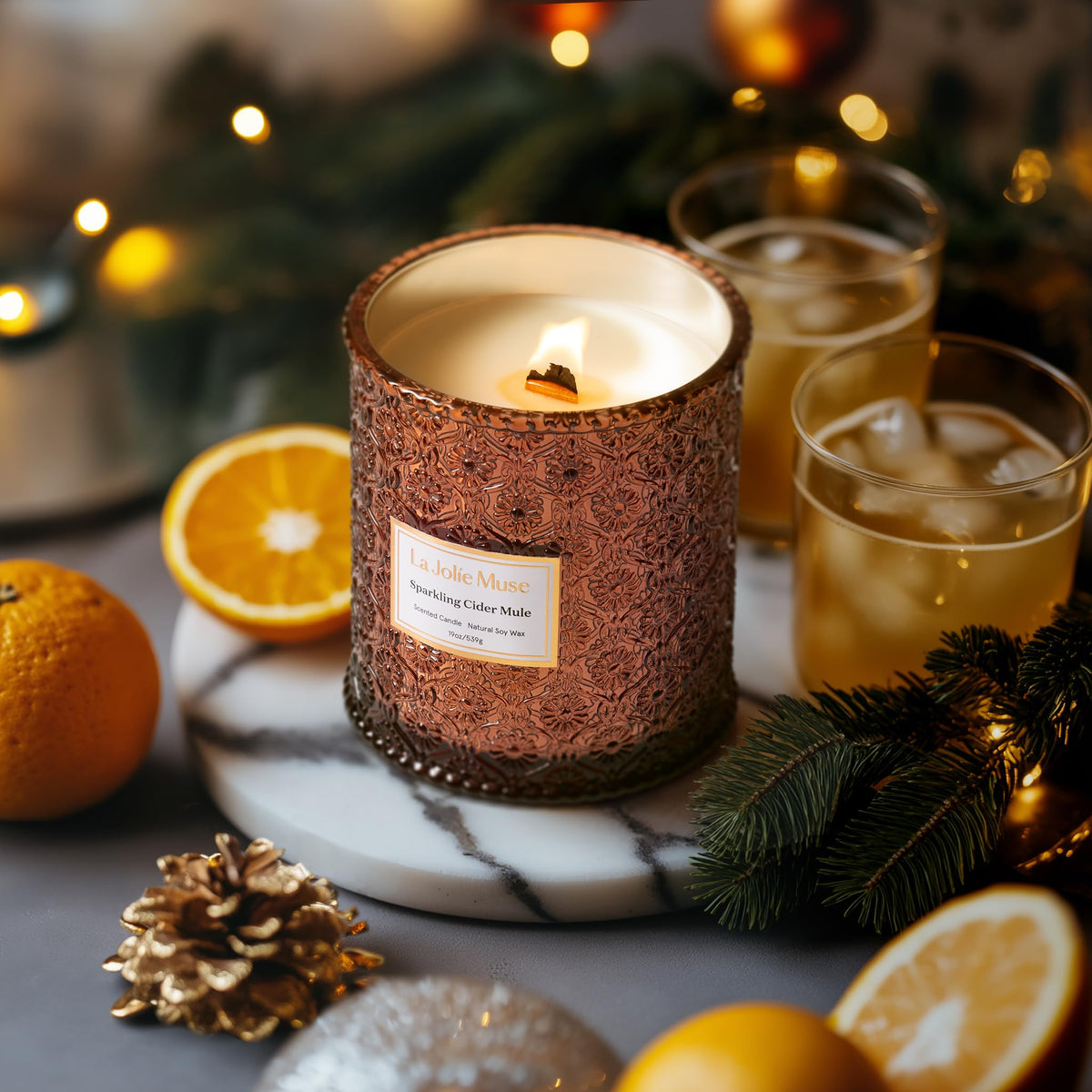 LA JOLIE MUSE Sparkling Cider Mule Scented Candles for Home - LA JOLIE MUSE Official Imagery - 4
