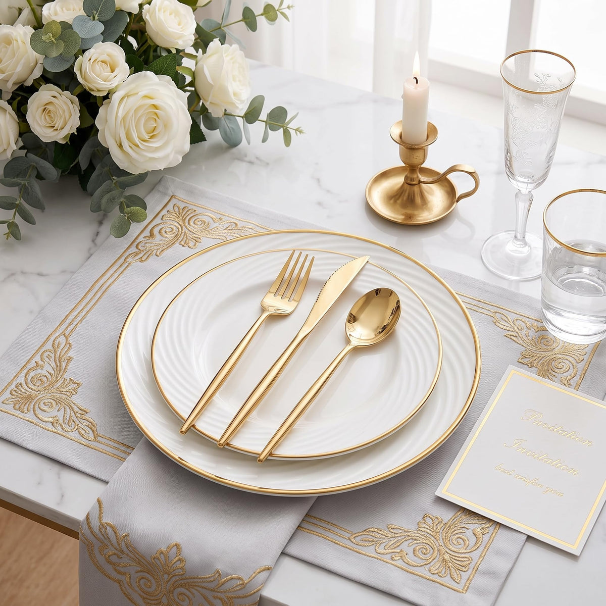 150 Piece Gold Plastic Silverware Heavy Duty Disposable - SUT Official Imagery - 3