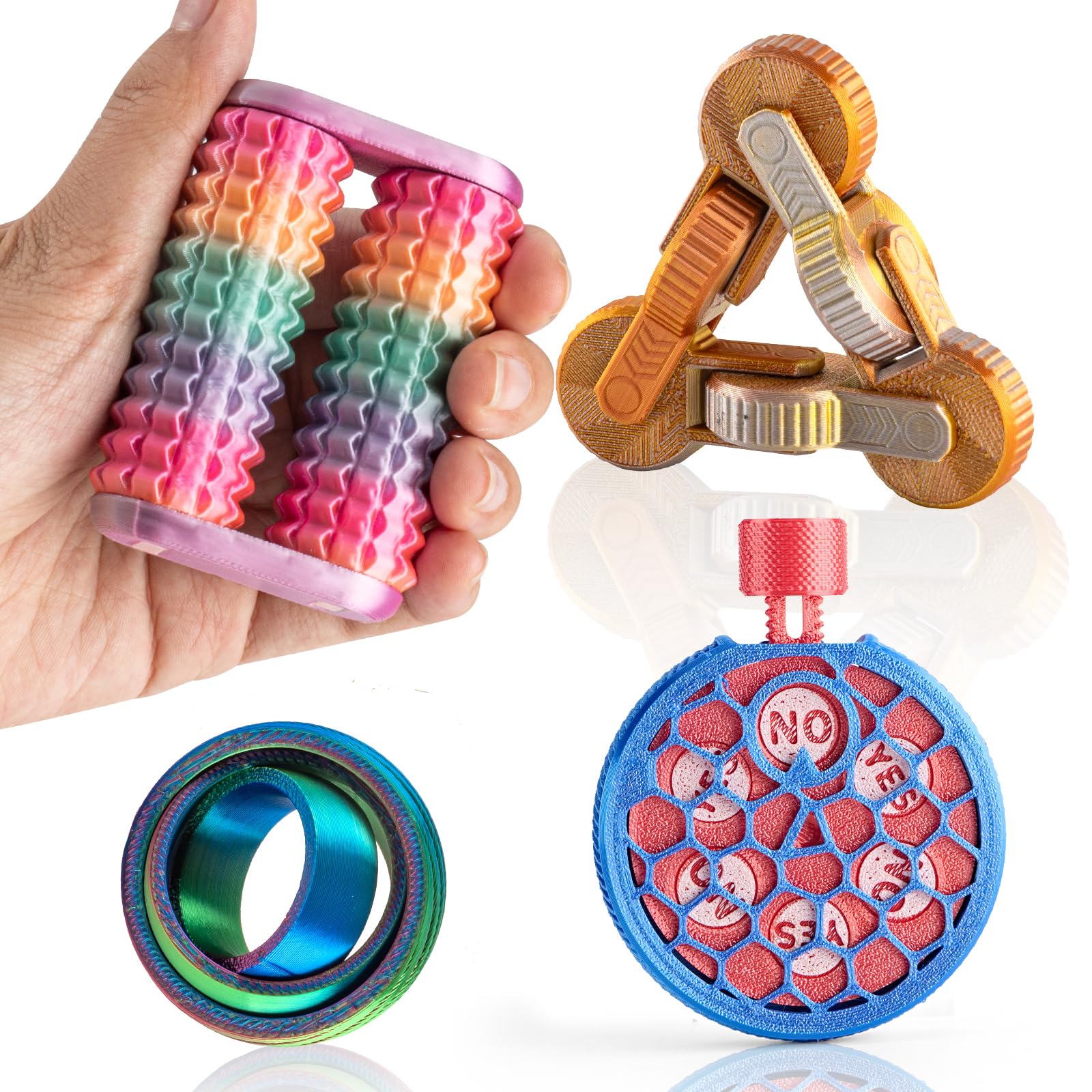 4 Pack Mechanical Fidget Toys Set, Stress Relief Desk Fidget - Product Imagery