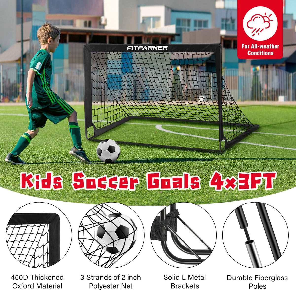 Soccer Goal Backyard Soccer Goals for Kids 2 Pack 4x3 6x4 FT - FITPARNER Official Imagery - 5