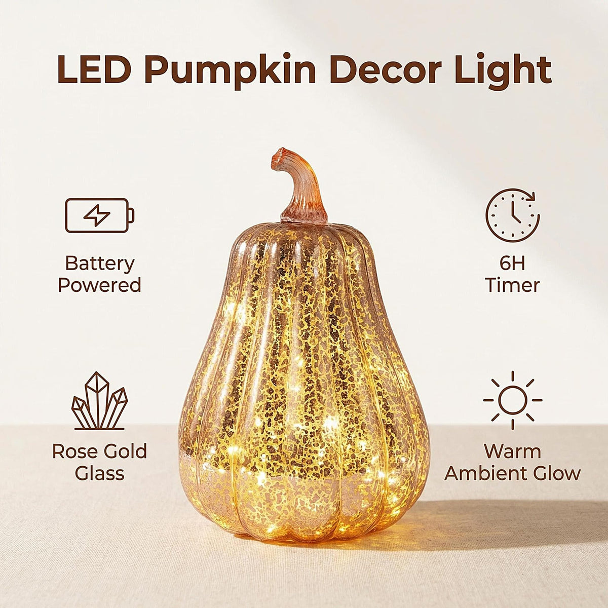 Fall Decorations for Home Mercury Glass Pumpkin Lights with - CFDECOR Official Imagery - 3
