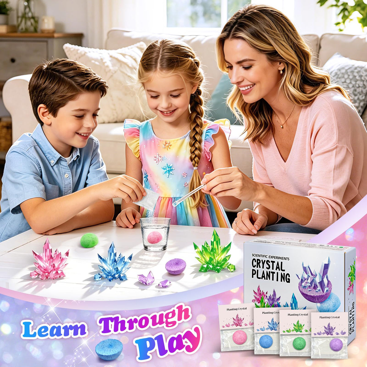24 Pack Crystal Growing Kit Science Party Favors for Kids - Seivhat Official Imagery - 3