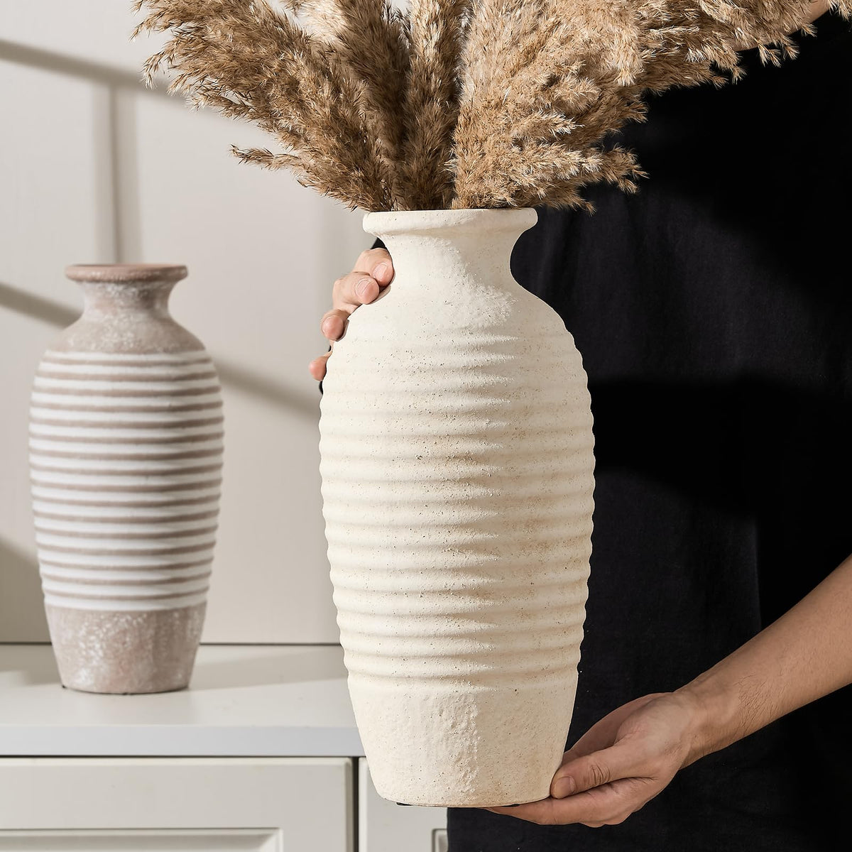 Ceramic Natural Rustic Vase 14 4 Inch Large Vintage Flower - Vaseking Official Imagery - 5