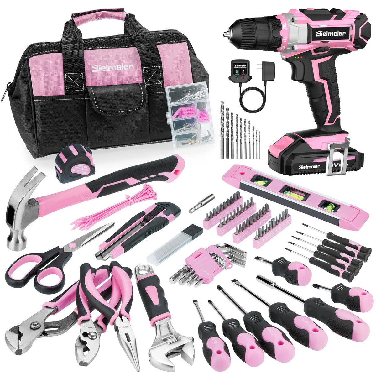 Bielmeier 20V 236Pcs Cordless Pink Drill Set for Women Home - BIELMEIER Official Imagery - 2