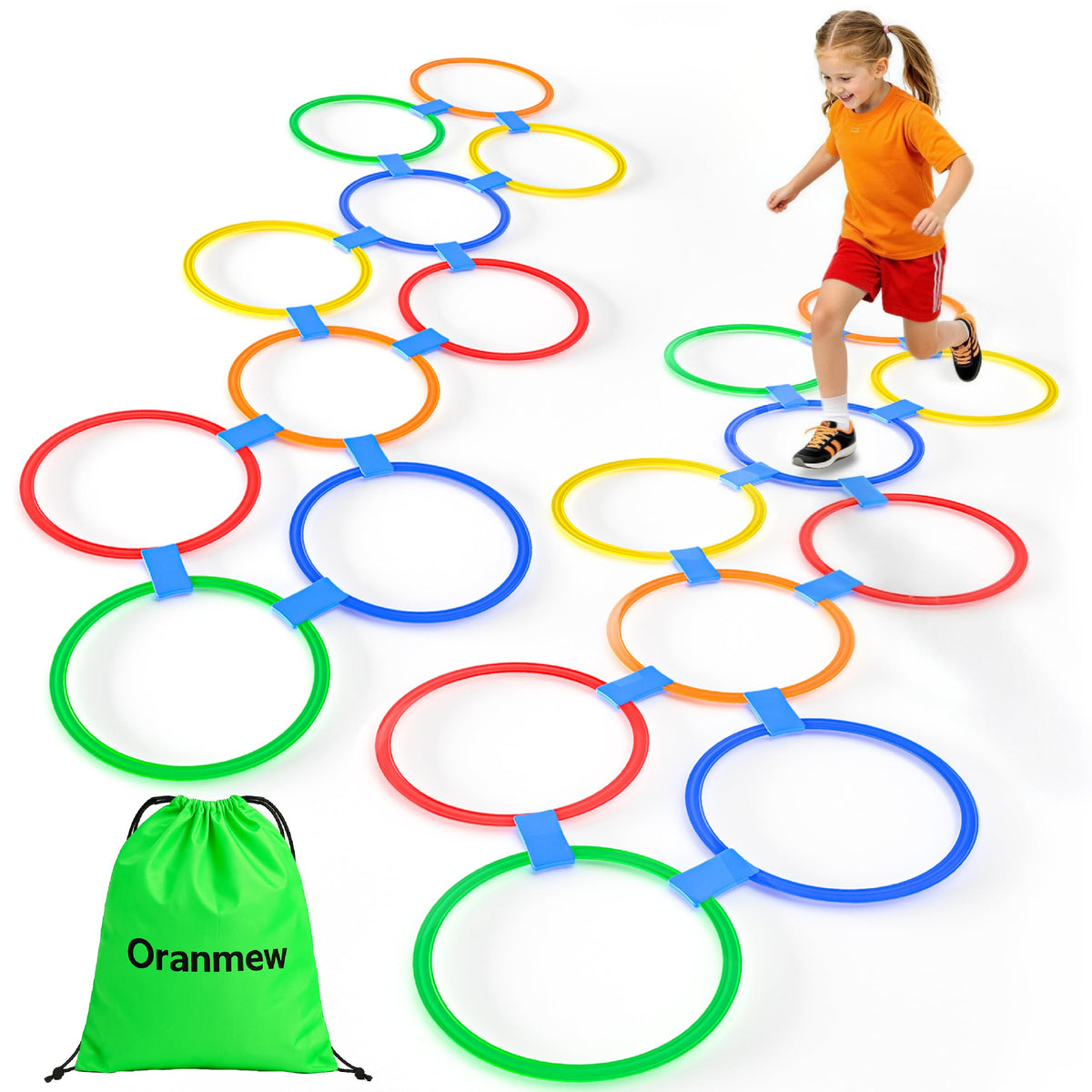 20Pcs 11 Hopscotch Rings Agility Rings for Kids Obstacle - Oranmew Official Imagery - 1