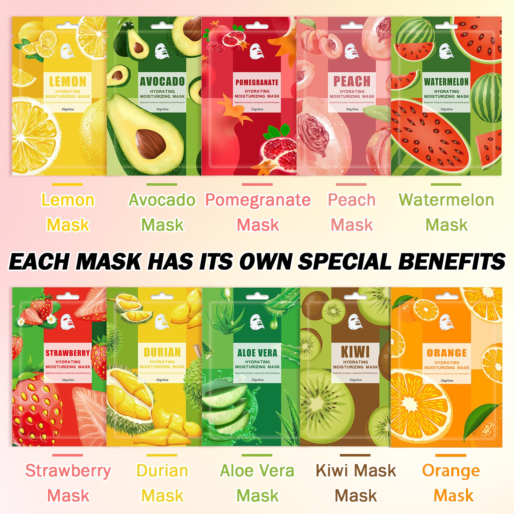 10PCS Hydrating Facial Sheet Mask,Moisturizing Face Masks - JunKuJK