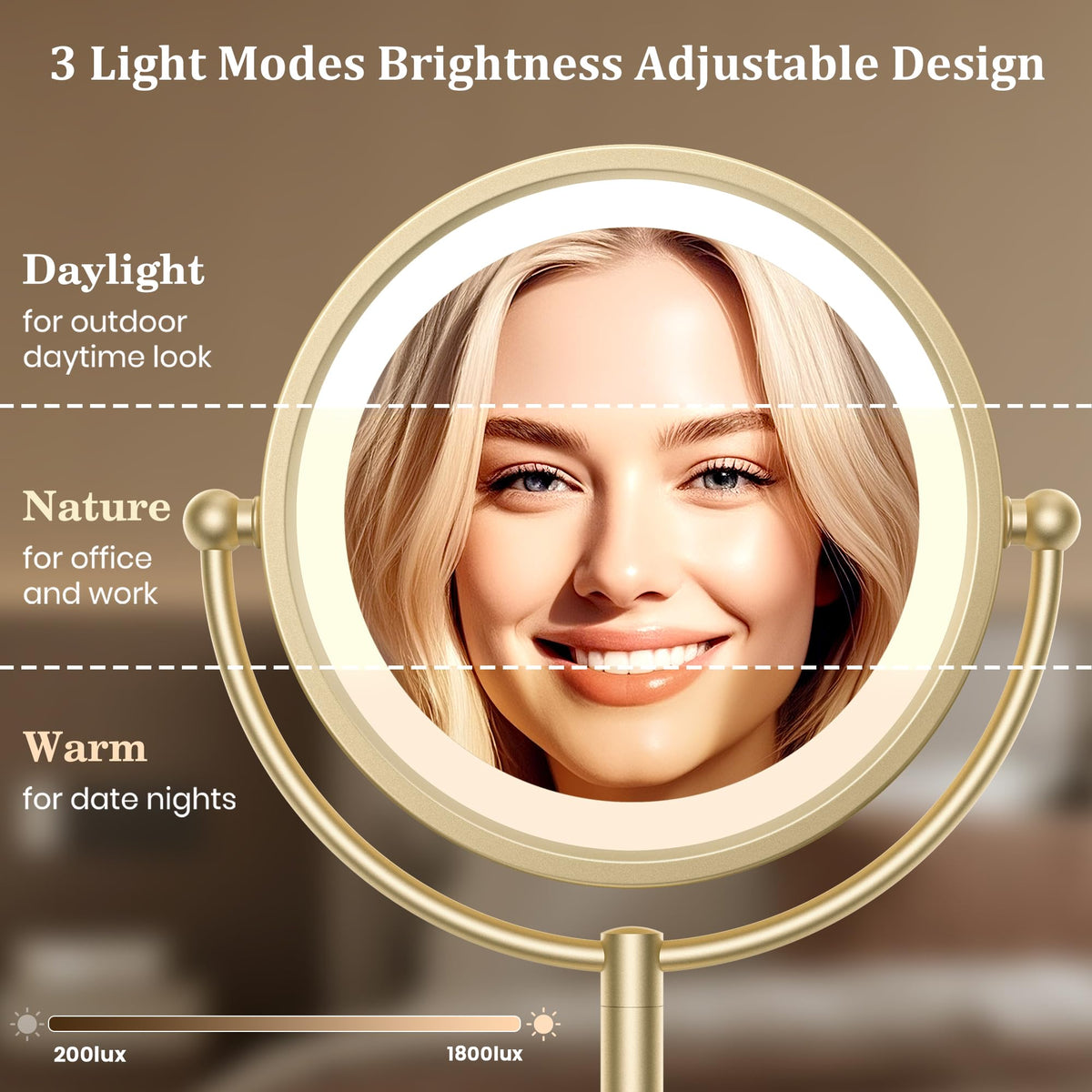 Professional 8 5 Large Lighted Makeup Mirror with Brighter - VESAUR Official Imagery - 4