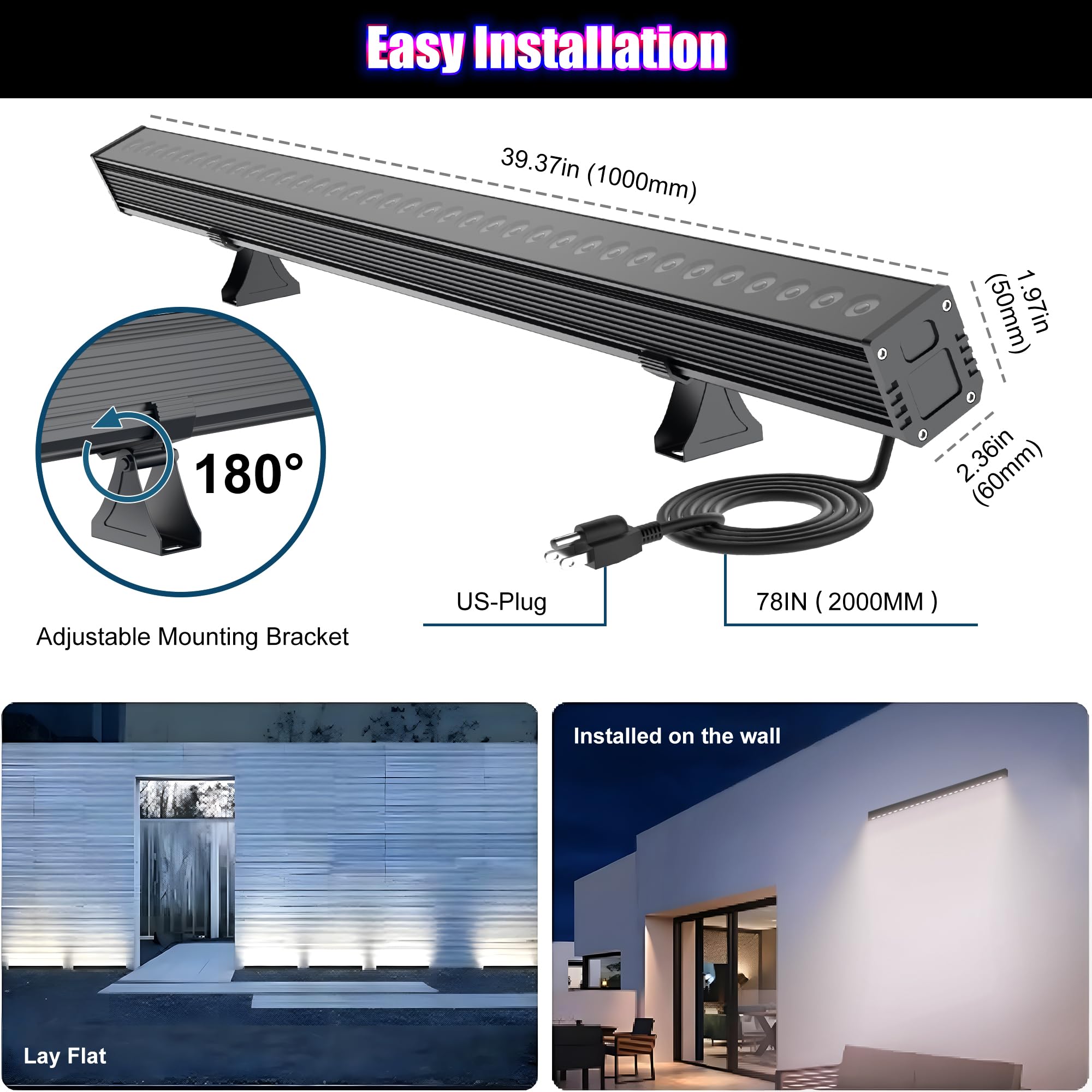 Yasotek 180W RGB Light Bar, RGBCW Wall Washer with APP & RF Remot - Yasotek Official Product View 6