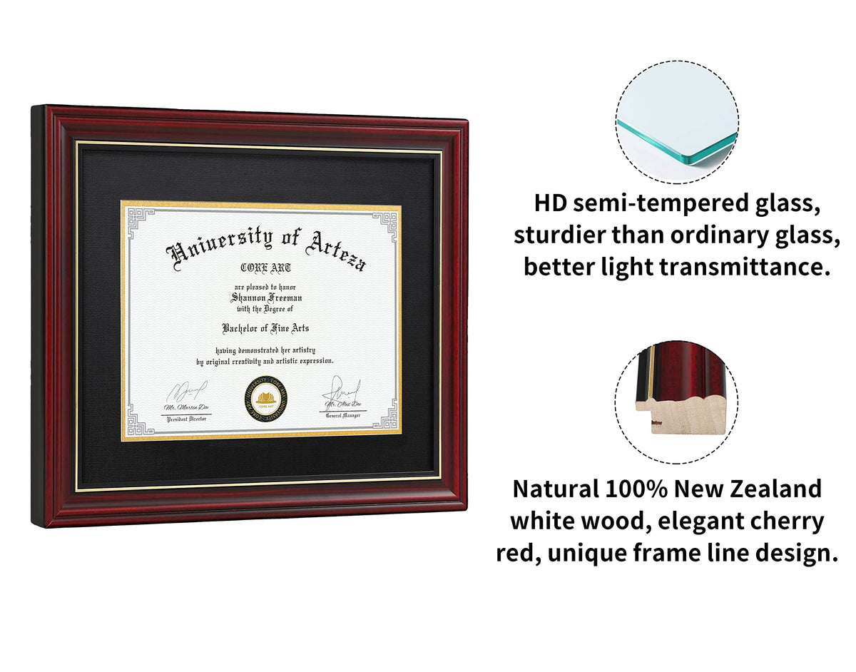 CORE ART 15x18 Diploma Frame Cherry Red Black Mat for 11x14 - CORE ART Official Imagery - 5