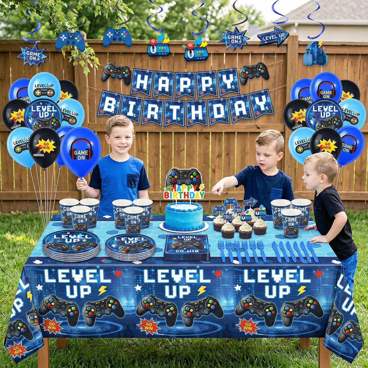 196 Pcs Video Game Birthday Party Decorations Game Party - Kinovo Official Imagery - 7