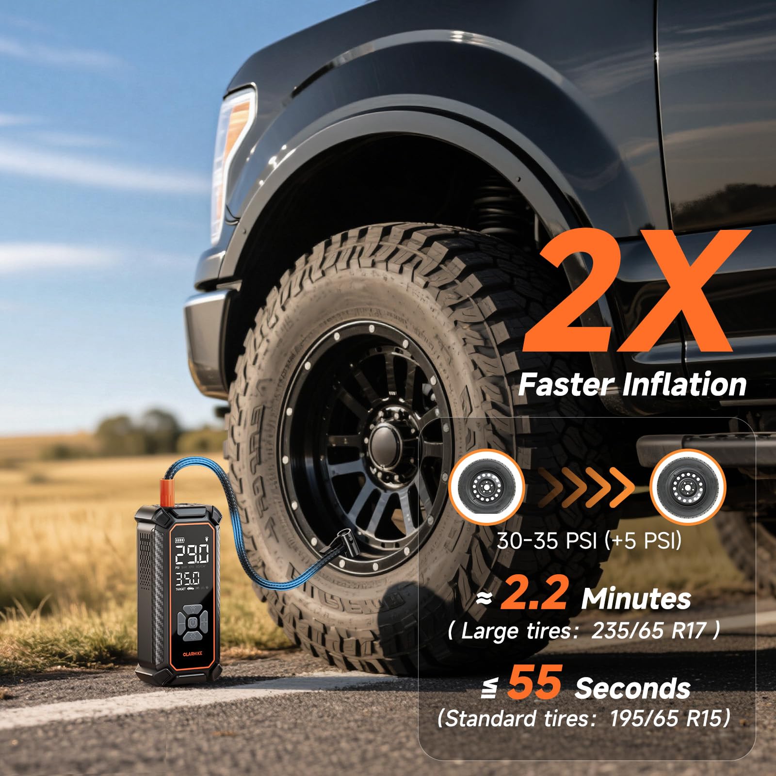 OlarHike Tire Inflator Portable Air Compressor, Dual Power-3 * 20 by OlarHike - Angle View 2