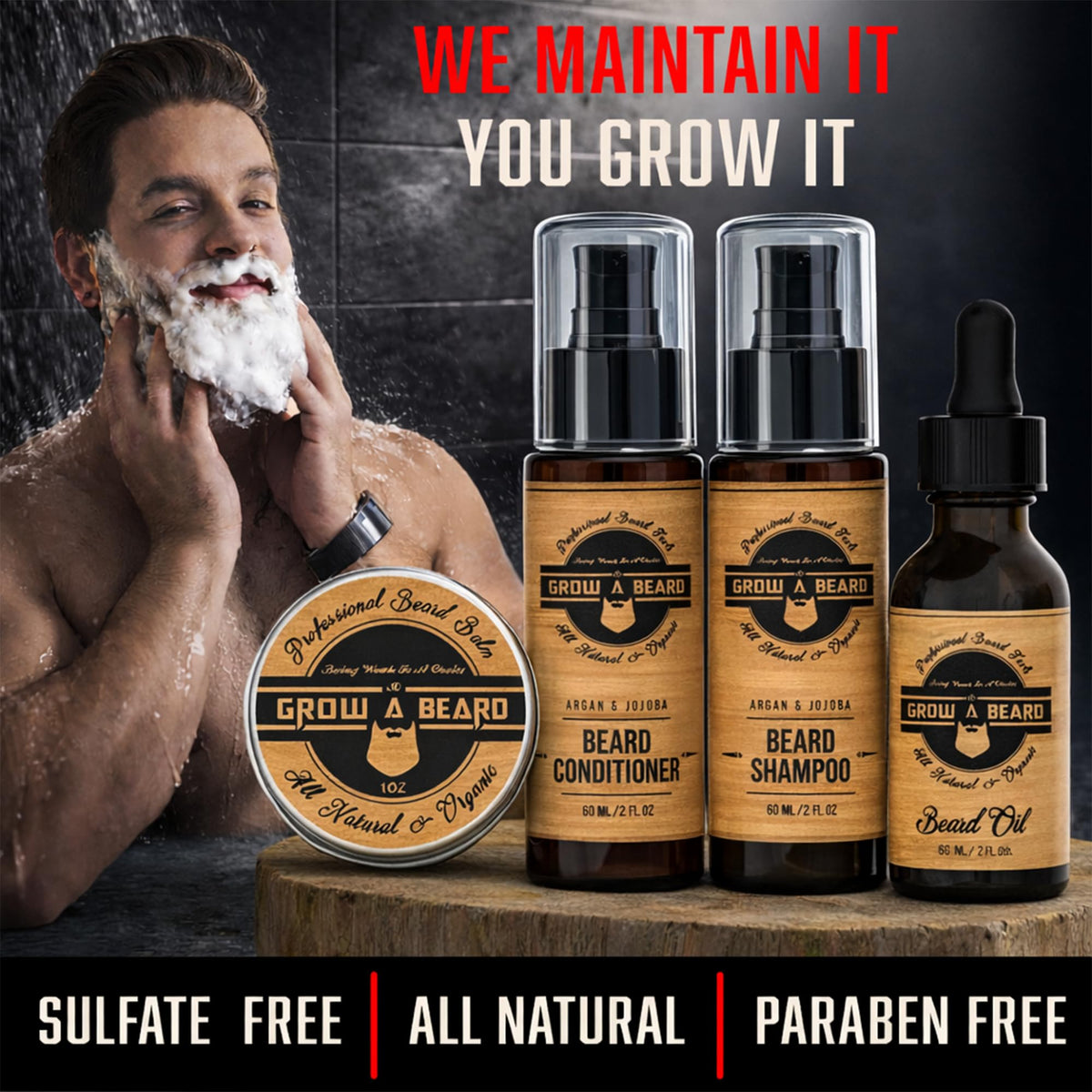 Beard Straightener Grooming Kit for Men Beard Growth Kit - GROW ALPHA BEARD Official Imagery - 5