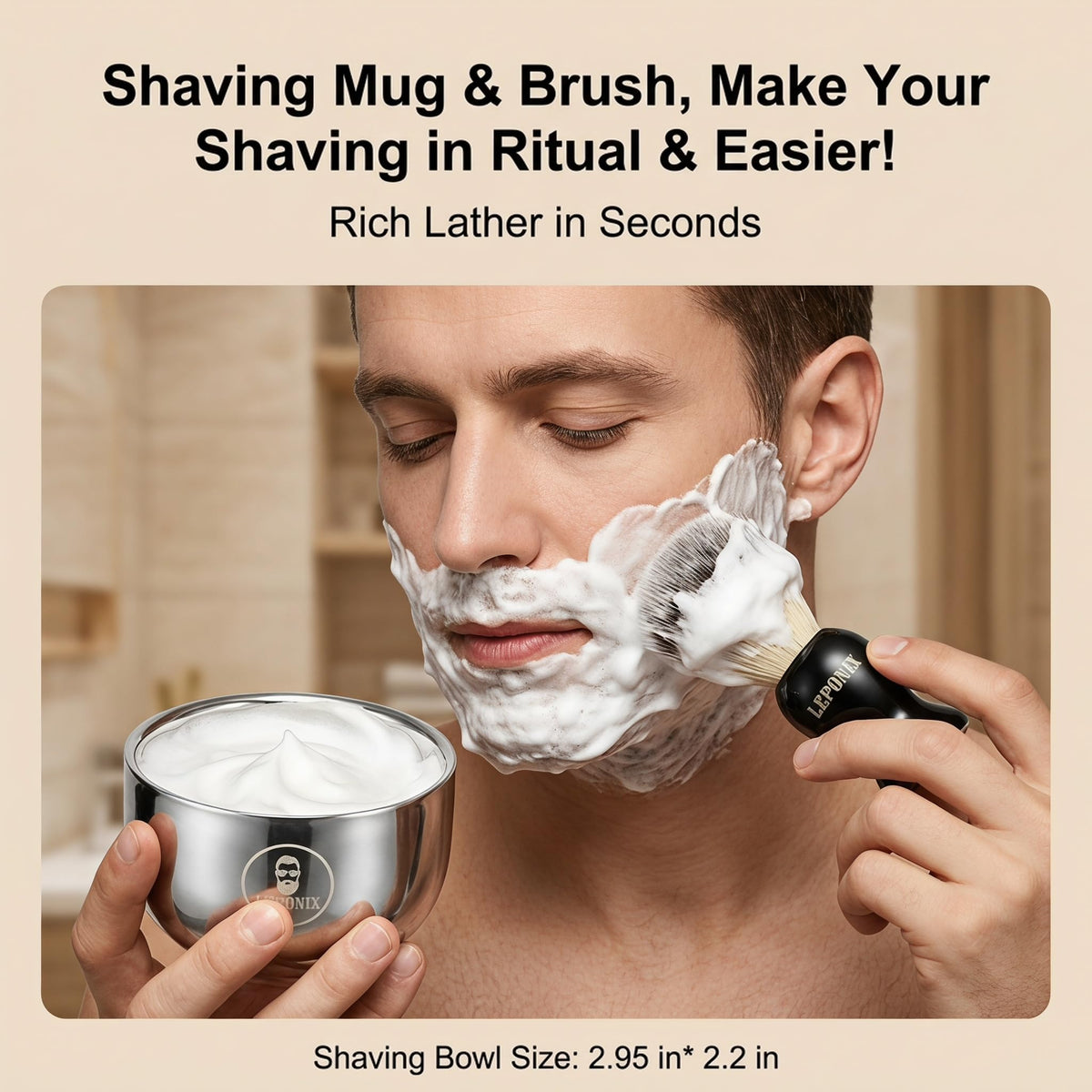 Shaving Kit for Men with Straight Razor Shaving Brush and - LEPONIX Official Imagery - 5
