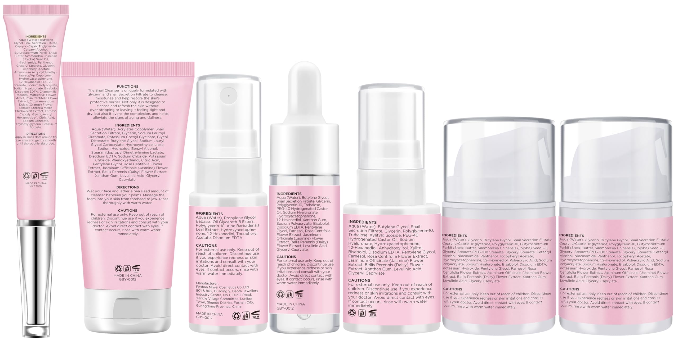 Skin Care Set, 7-Piece Hydrating &amp; Repairing Snail Mucin - GEBEATY