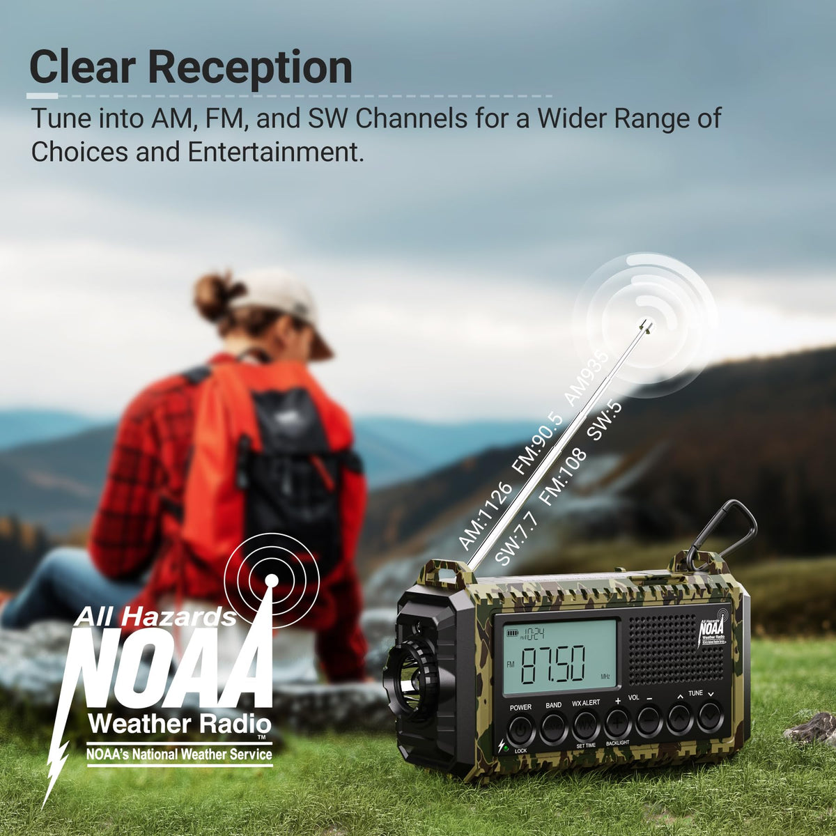 Emergency Radio 12000mAh Auto Digital Weather Radio Portable - Mesqool Official Imagery - 3